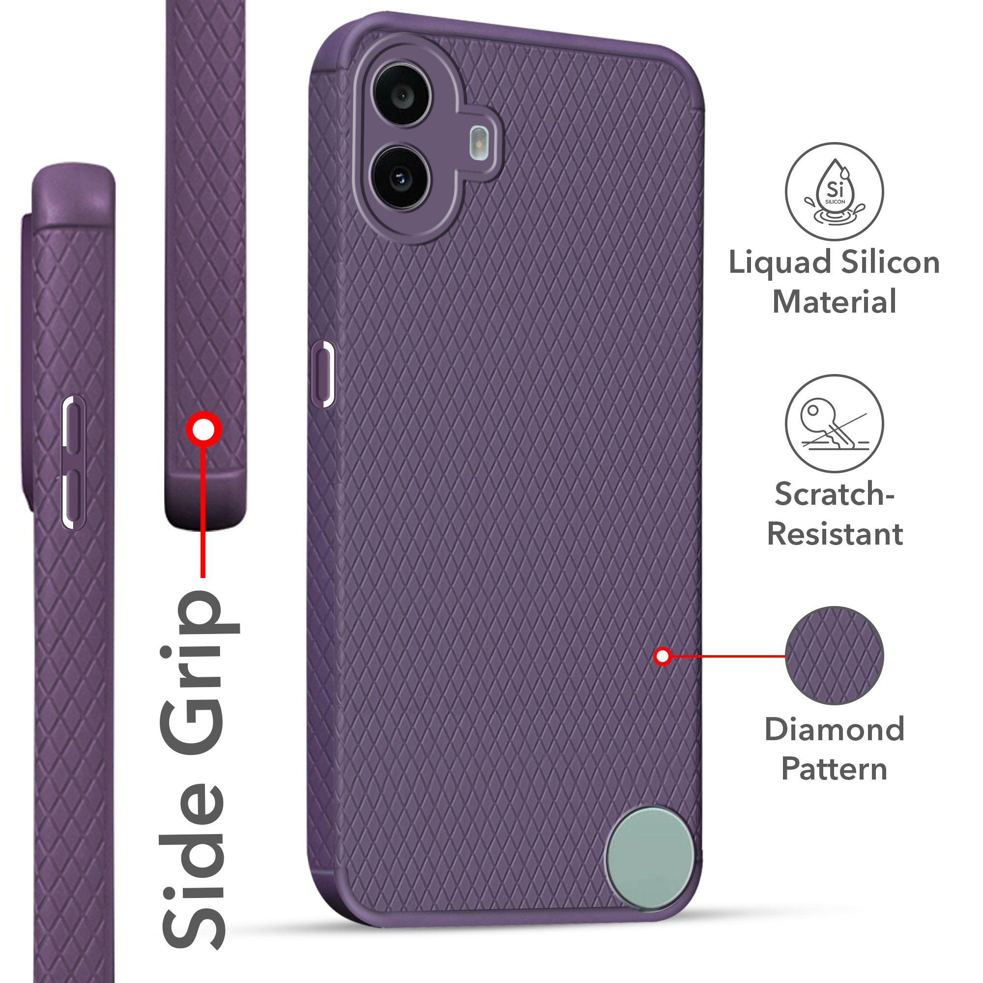 For Nothing CMF Phone 1 Back Cover Case (Liquid Silicone | Side Grip | Camera Protection)
