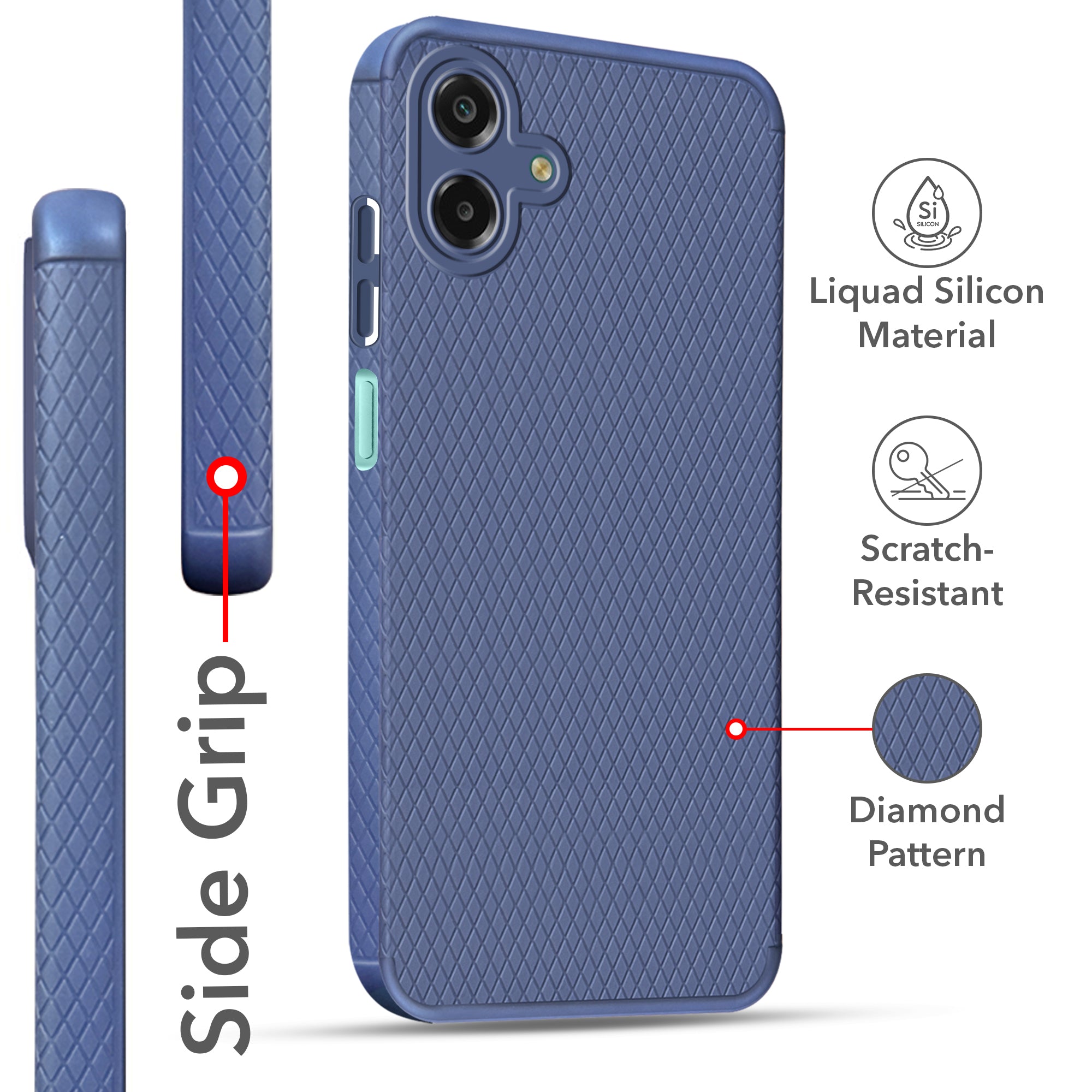 For Samsung Galaxy M07 | Samsung Galaxy F07 Back Cover Case Liquid Silicone (Camera Protection | Side Grip Texture | Soft and Flexible)