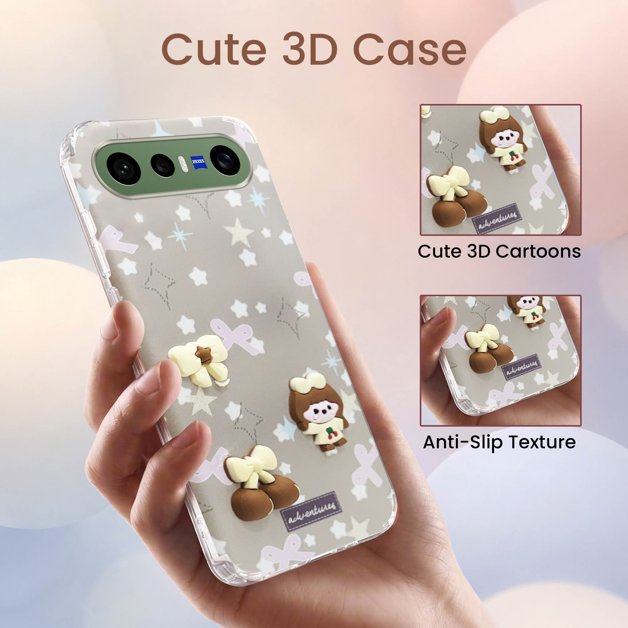 For Vivo X300 FE Back Cover Case (3D Cute Cartoons | Hard Back Side Soft | Matte Premium Finish | HD Printing)