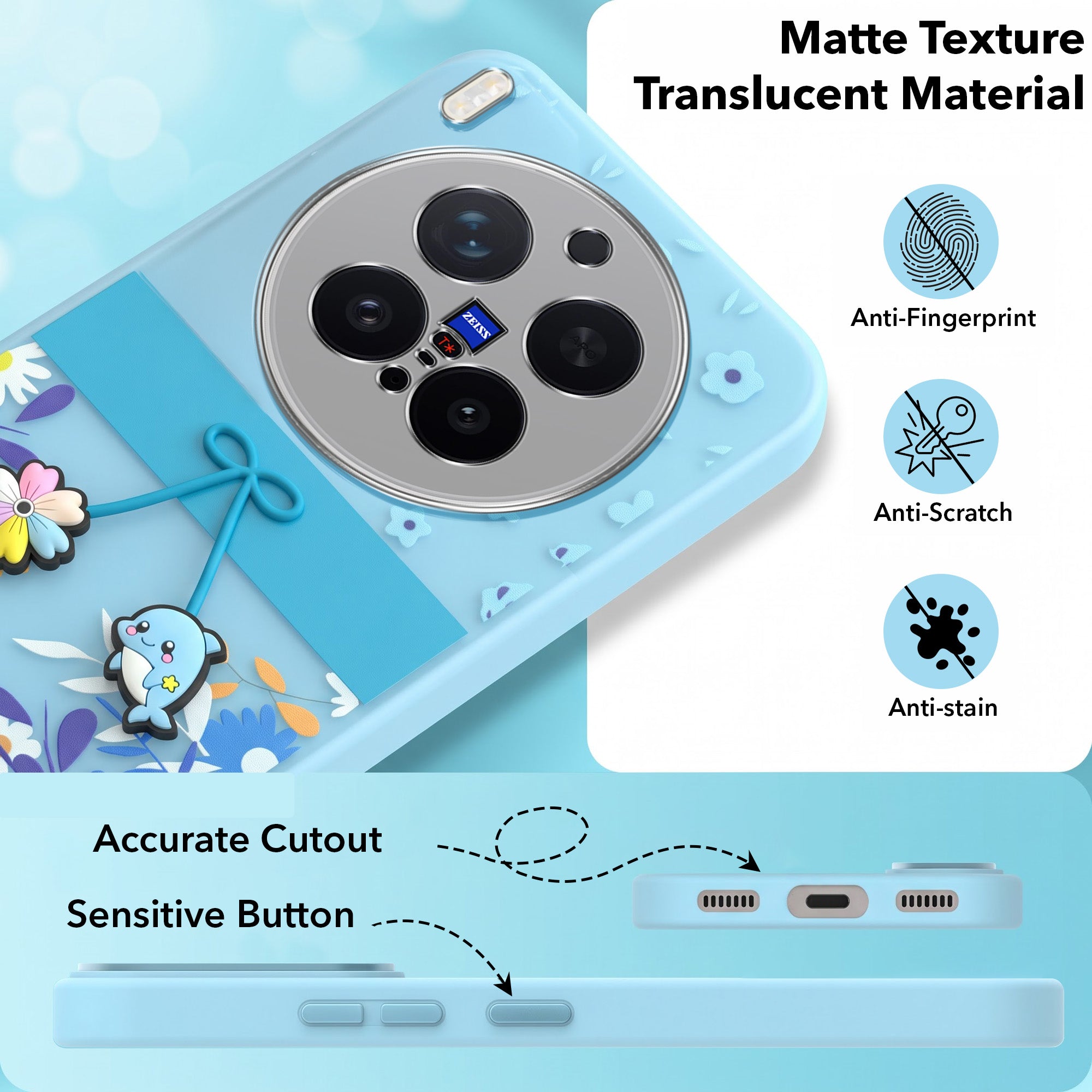 For Vivo X300 Pro Back Cover Case (3D Cute Cartoons | Hard Back Side Soft | Matte Premium Finish | HD Printing) (Copy)
