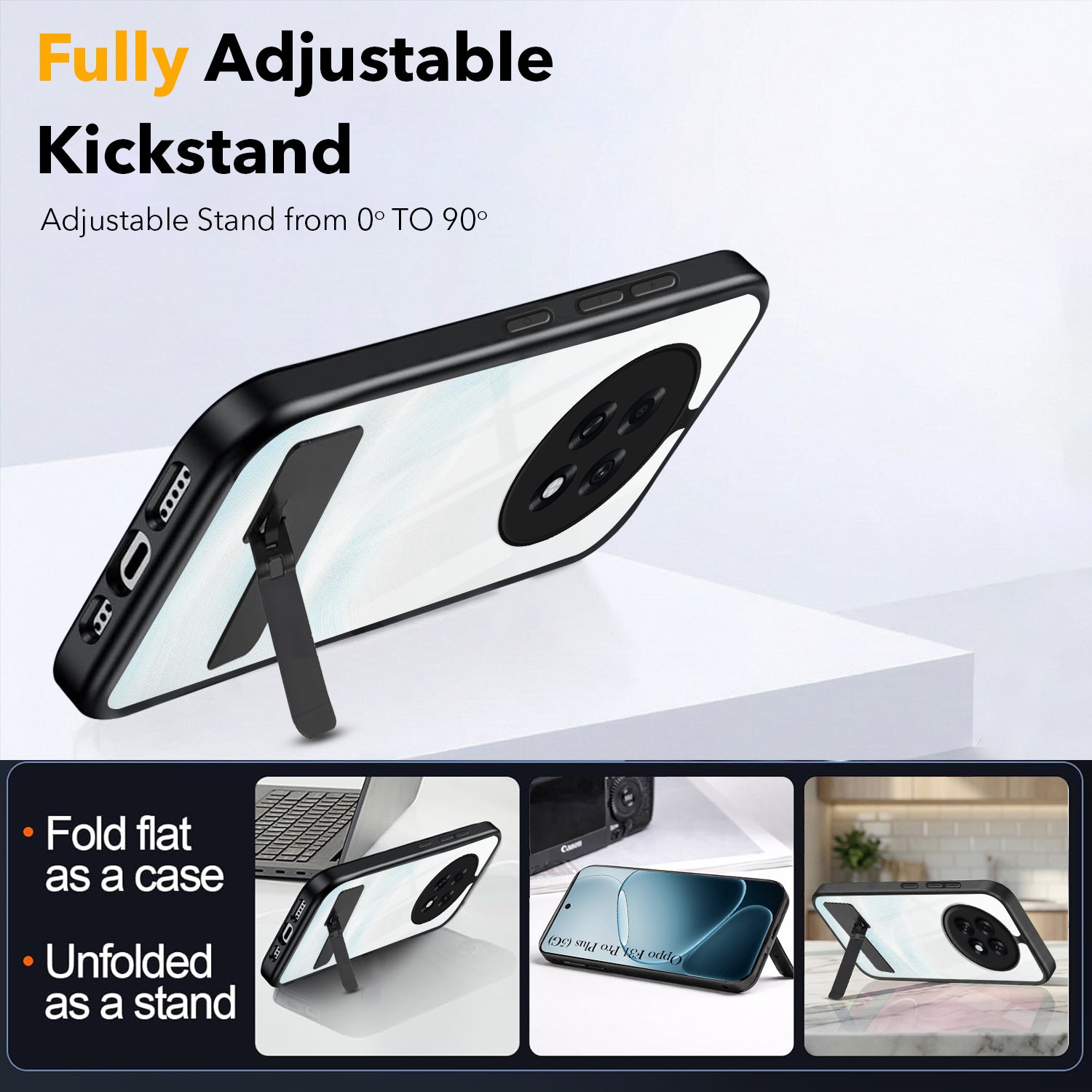 For Oppo F31 Pro Plus Back Cover Case (Built-in Stand | Lifetime Anti Yellow | Kickstand Shockproof | Camera Protection | MagSafe Compatible)
