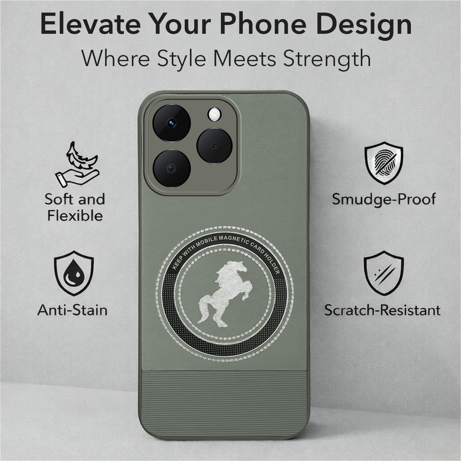 For Realme 15T | Realme Narzo 90 Back Cover Case PU Leather Finish (Professional Minimalist Texture | MagSafe Compatile | Camera Protection | Sleek Sober Formal)