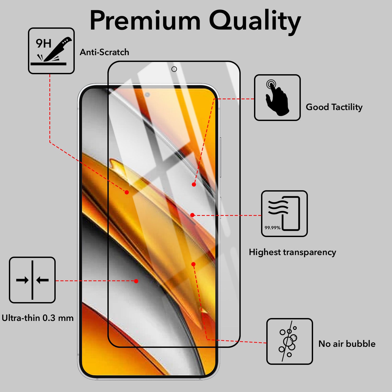 (Pack of 2) Tempered Glass For Poco F3 Military-Grade Gorilla  Screen Protector With Installation Kit | Shatterproof, Full Coverage, HD Clear, Scratch Resistant