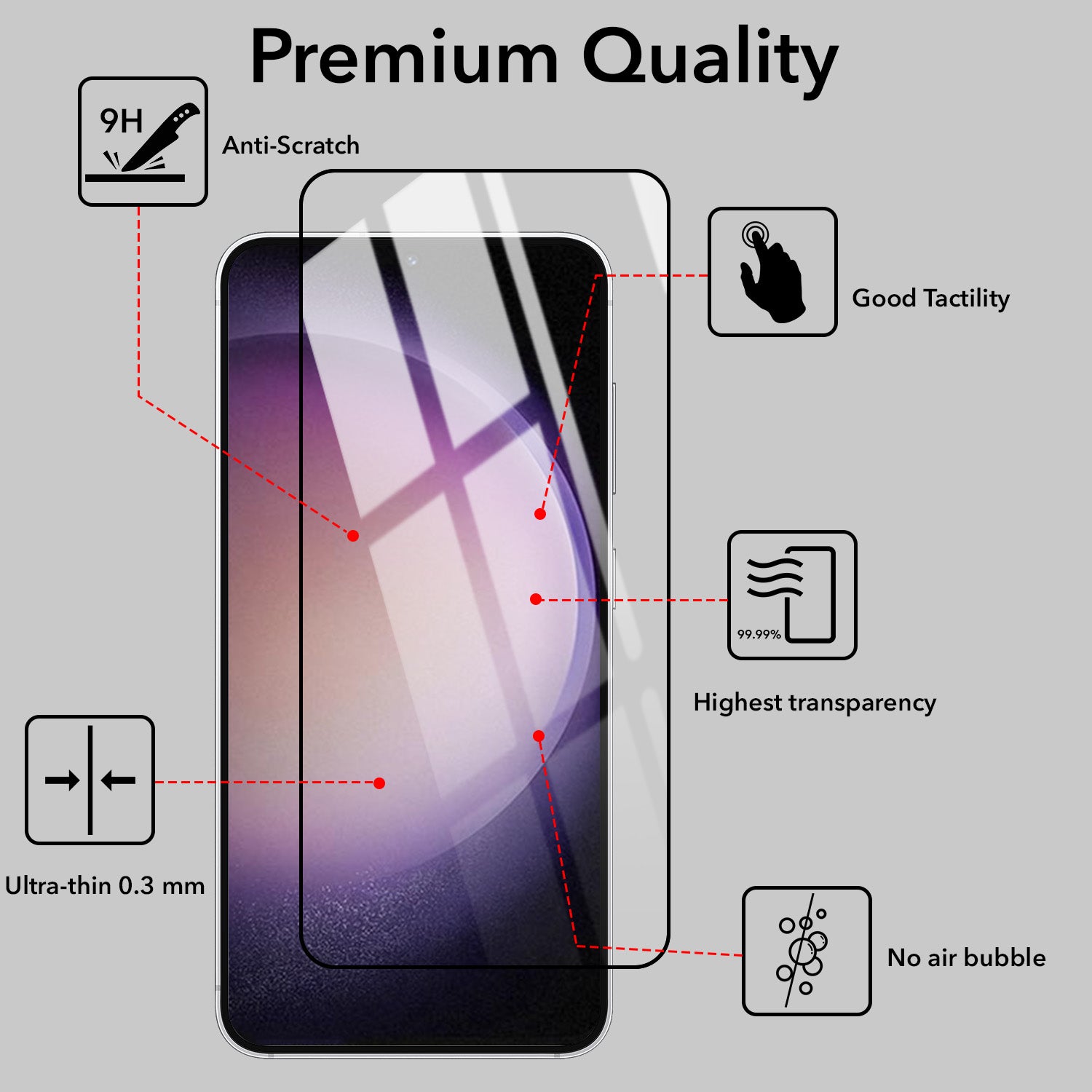 (Pack of 2) Tempered Glass For Samsung Galaxy S23 5G Military-Grade Gorilla Screen Protector With Installation Kit | Shatterproof, Full Coverage, HD Clear, Scratch Resistant