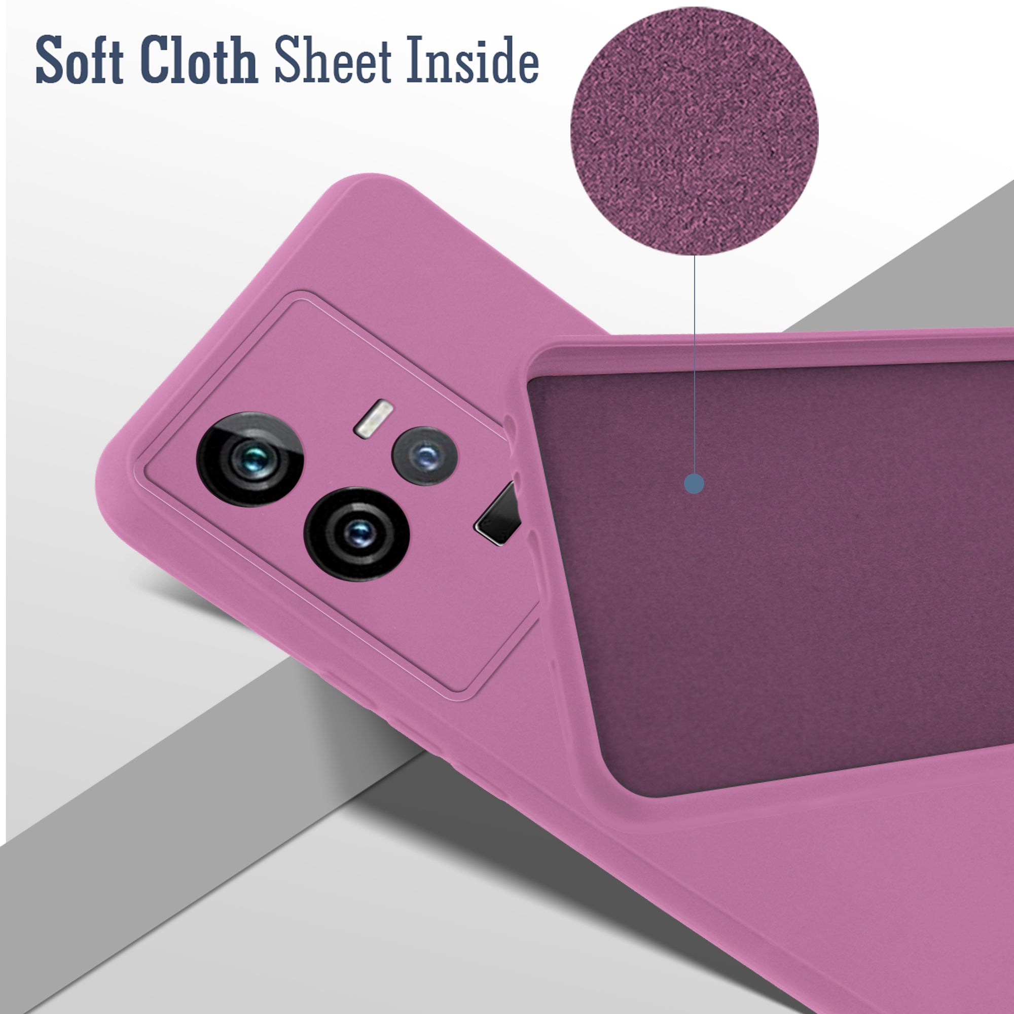 For Vivo iQOO 11 5G Back Cover Case ( Matte Finish Silicone with Inside Fiber cloth)