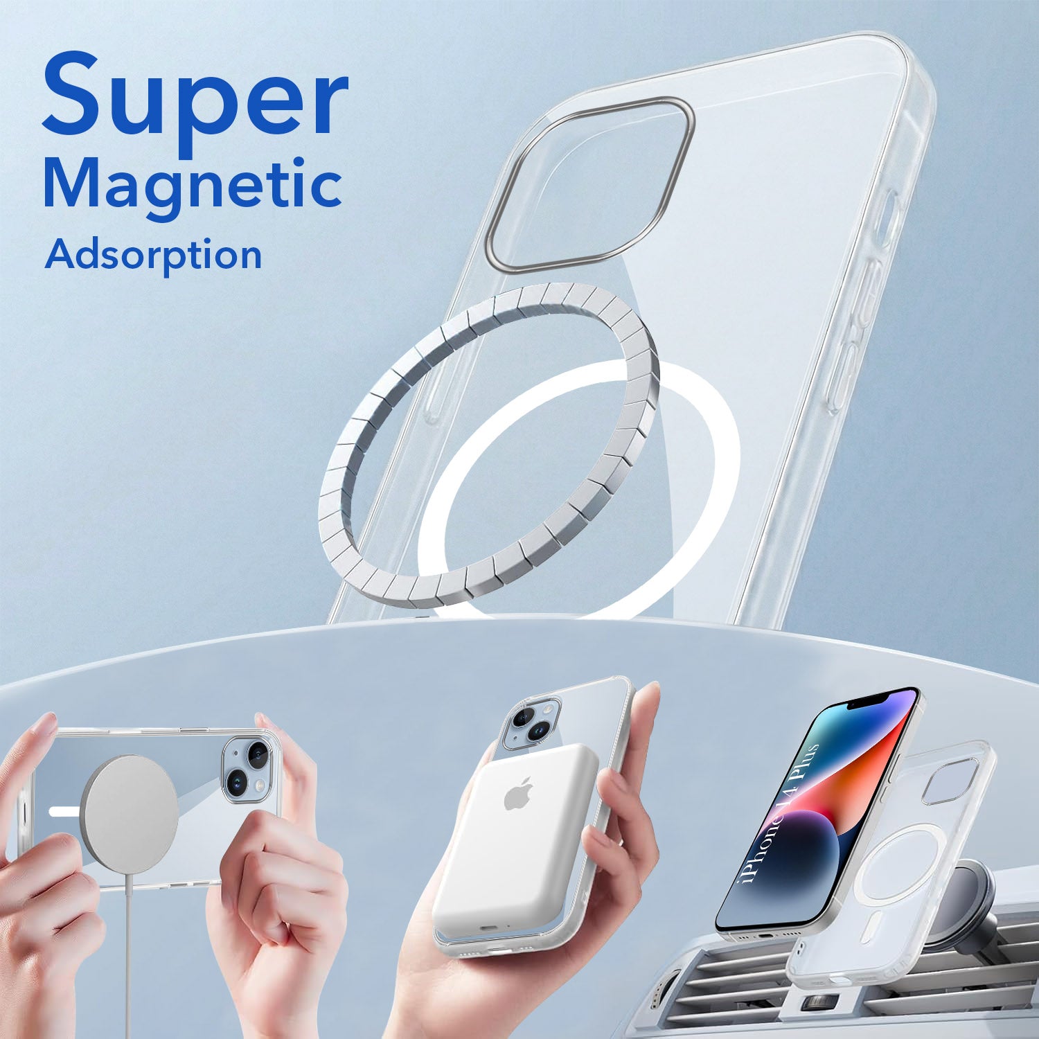 For Apple iPhone 14 Plus Back Cover Case Lifetime Anti-Yellow MagSafe Compatible Clear (Sleek Hard Crystal | Shockproof and Camera Protection)