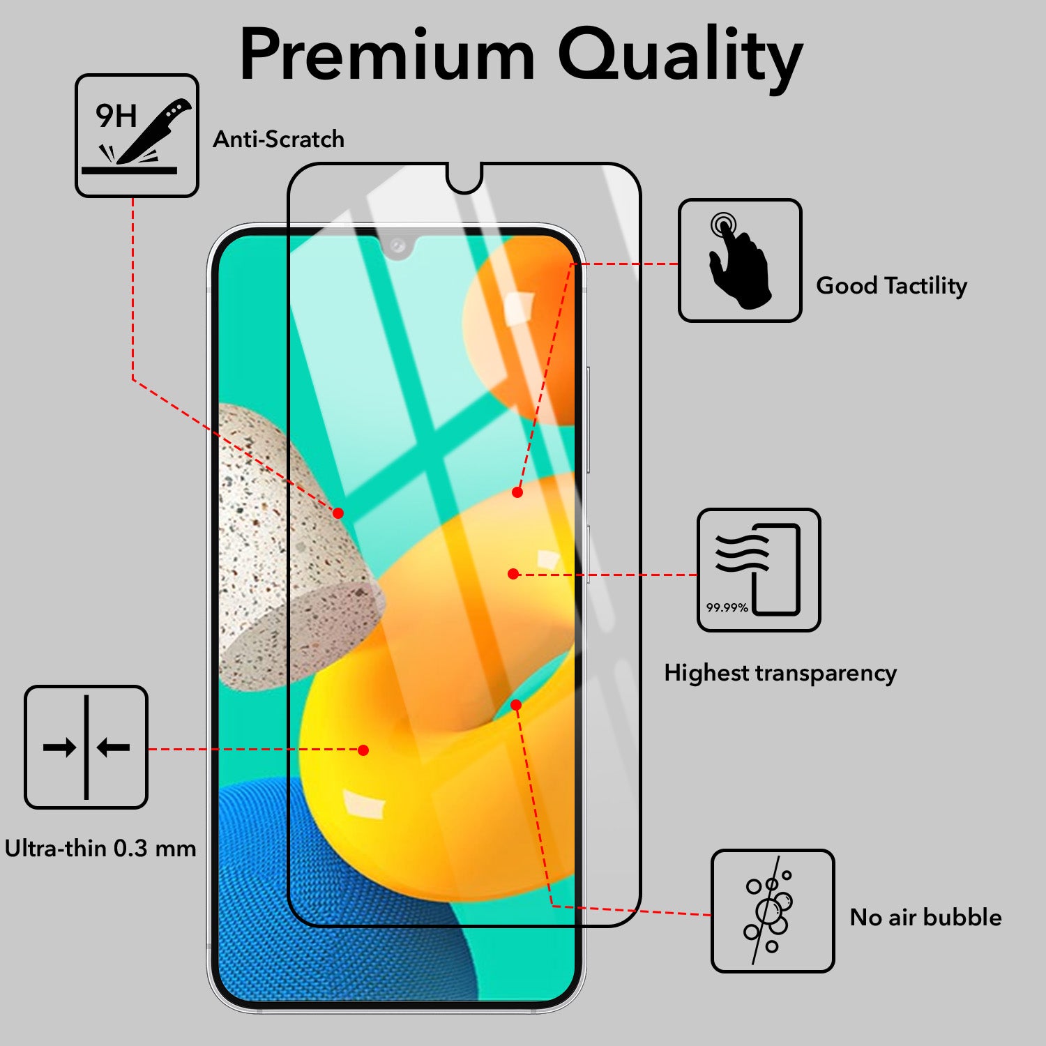 Tempered Glass For Samsung Galaxy M32 5G Military-Grade Gorilla Screen Protector With Installation Kit | Shatterproof, Full Coverage, HD Clear, Scratch Resistant (Pack of 1)