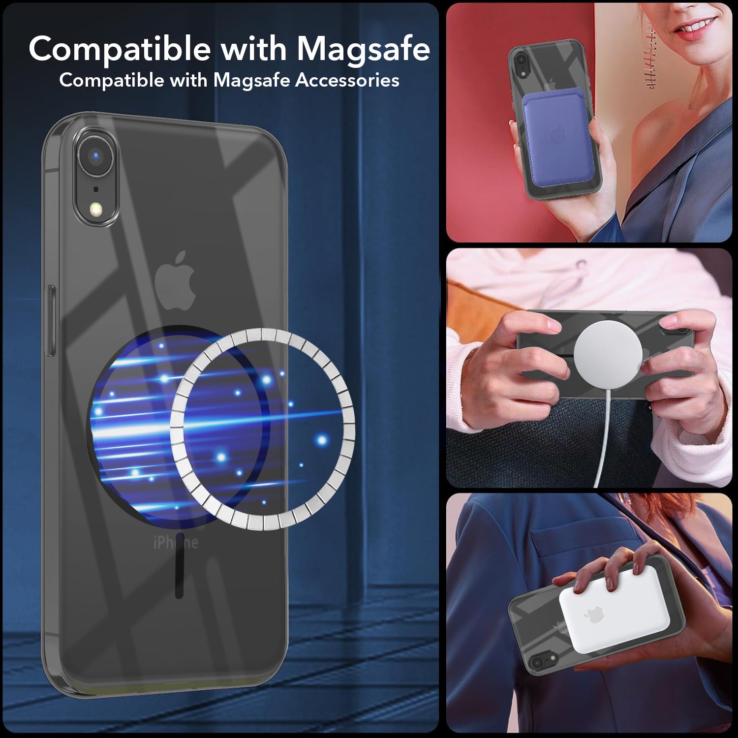 For Apple iPhone XR Back Cover Case (Crystal Clear Case | MagSafe Wireless Charging Support | Hard Anti Yellow | Camera Protection Bump)