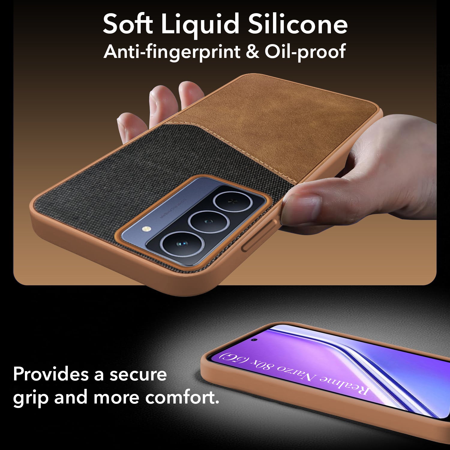 For Realme Narzo 80x Back Cover Case (Dual PU Leather Stitch