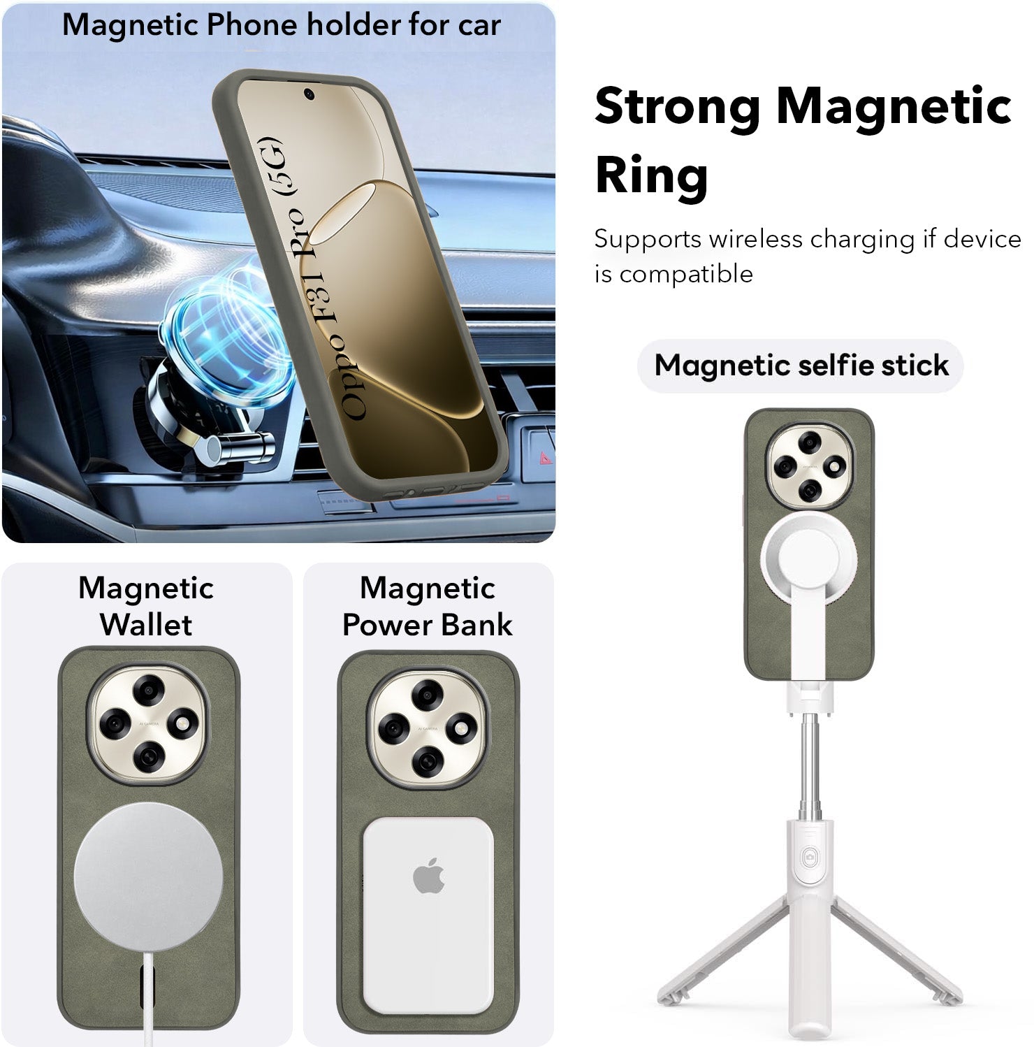 For Oppo F31 Pro Back Cover Case Leather Finish (MagSafe Compatible Wireless Charging | Soft Touch | Camera Bump Protection)