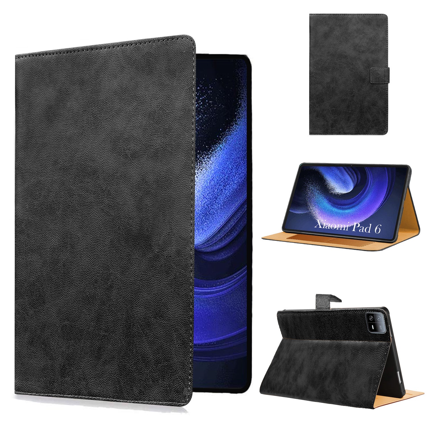 For Xiaomi Pad 6 11 Inch 23043RP34C/23043RP34G/23043RP34I Flip Cover Folio Cover(PU Leather | Multi-Angle Smart Stand | Card Storage Slots | Silicone Back Pouch)
