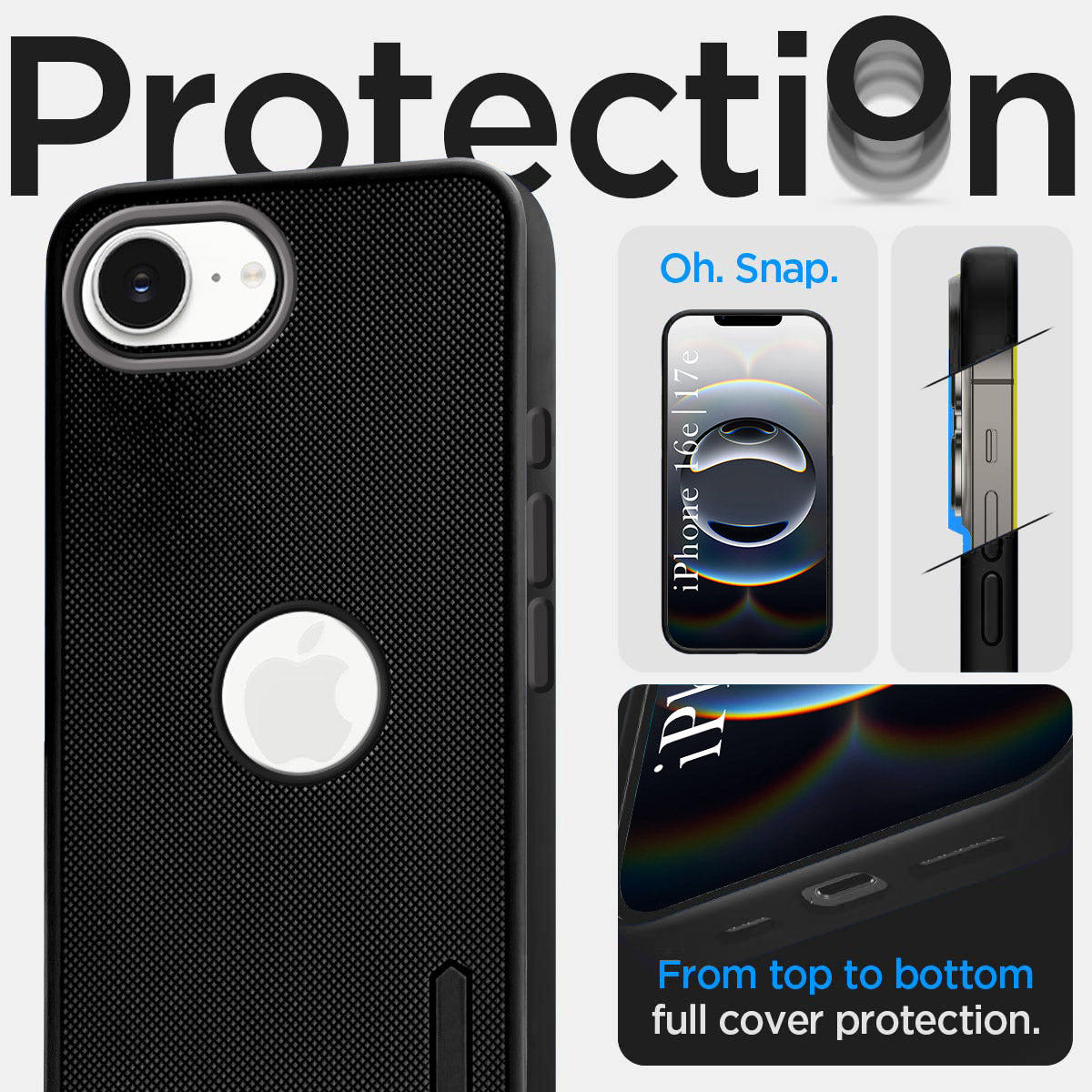 For Apple iPhone 16e | iPhone 17e Back Cover Case (Textured Grip Design | Micro-Fiber Cloth Inside | Slim and Light Weight | Soft Touch and Feel | Black)