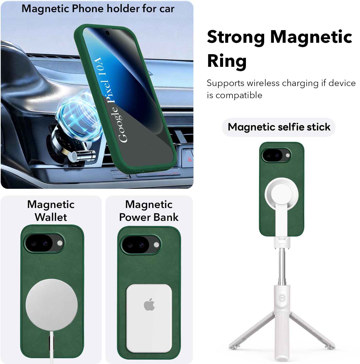 For Google Pixel 10a Back Cover Case Leather Finish (MagSafe Compatible Wireless Charging | Soft Touch | Camera Bump Protection)