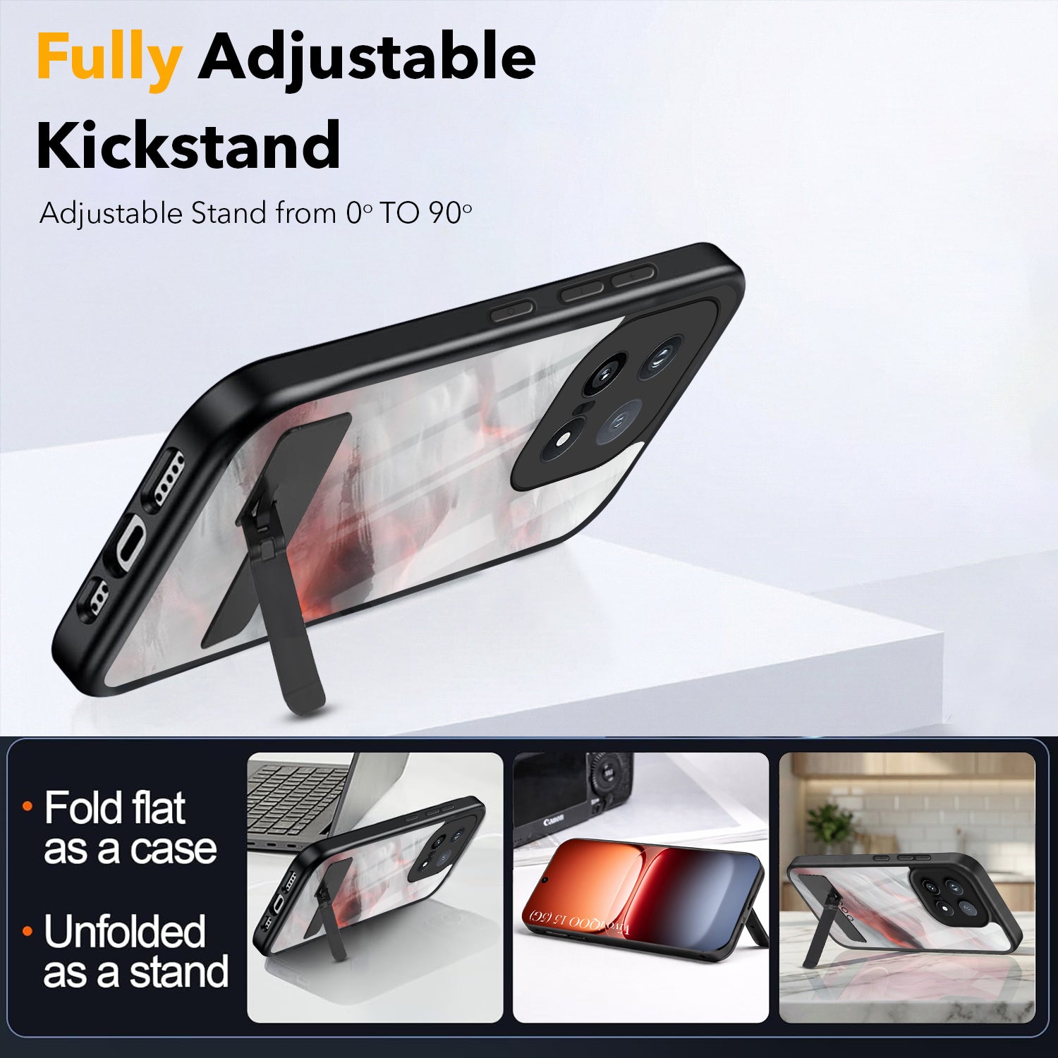 For Vivo iQOO 15 5G Back Cover Case (Built-in Stand | Lifetime Anti Yellow | Kickstand Shockproof | Camera Protection | MagSafe Compatible)