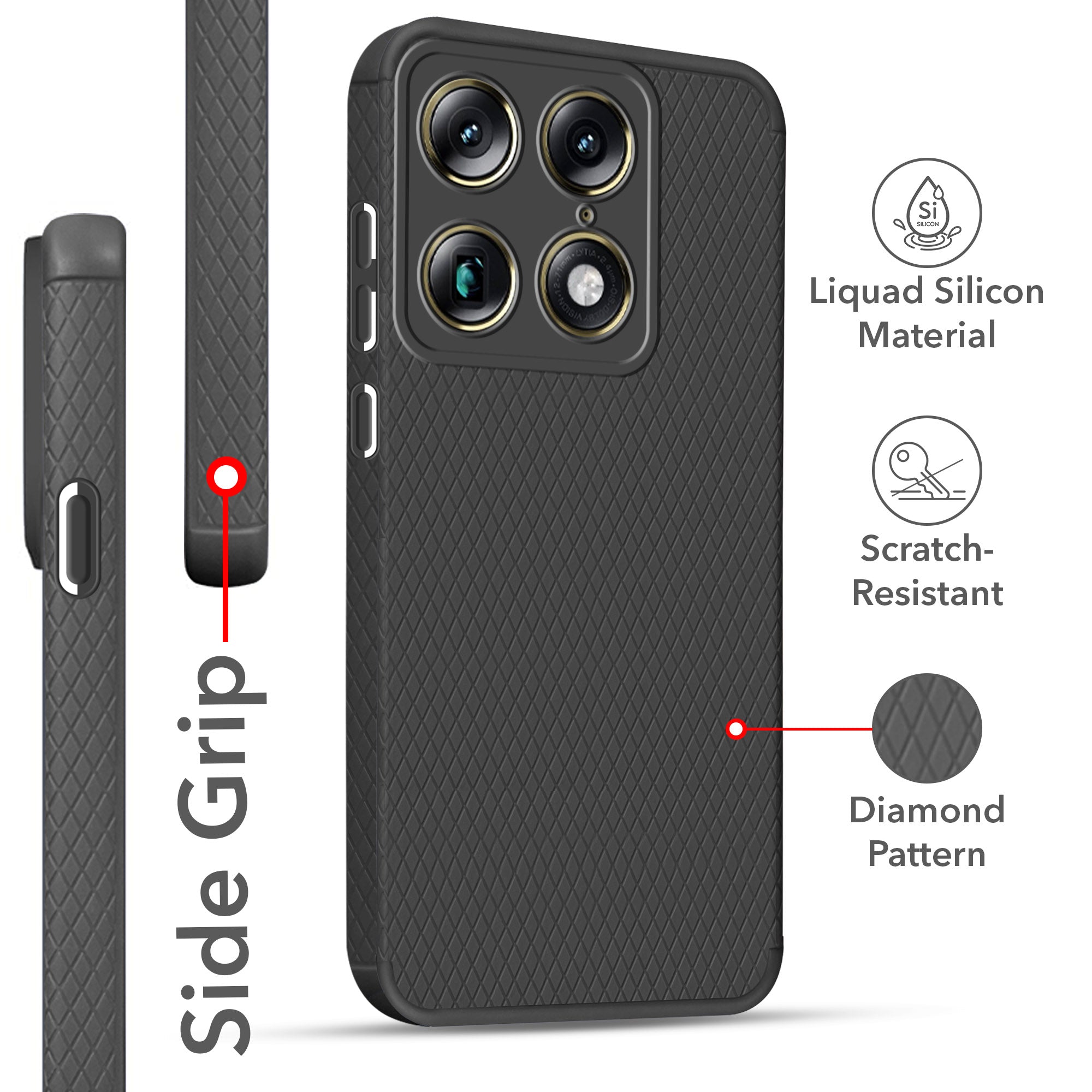 For Motorola Moto Signature 5G Back Cover Case Liquid Silicone (Camera Protection | Side Grip Texture | Soft and Flexible)