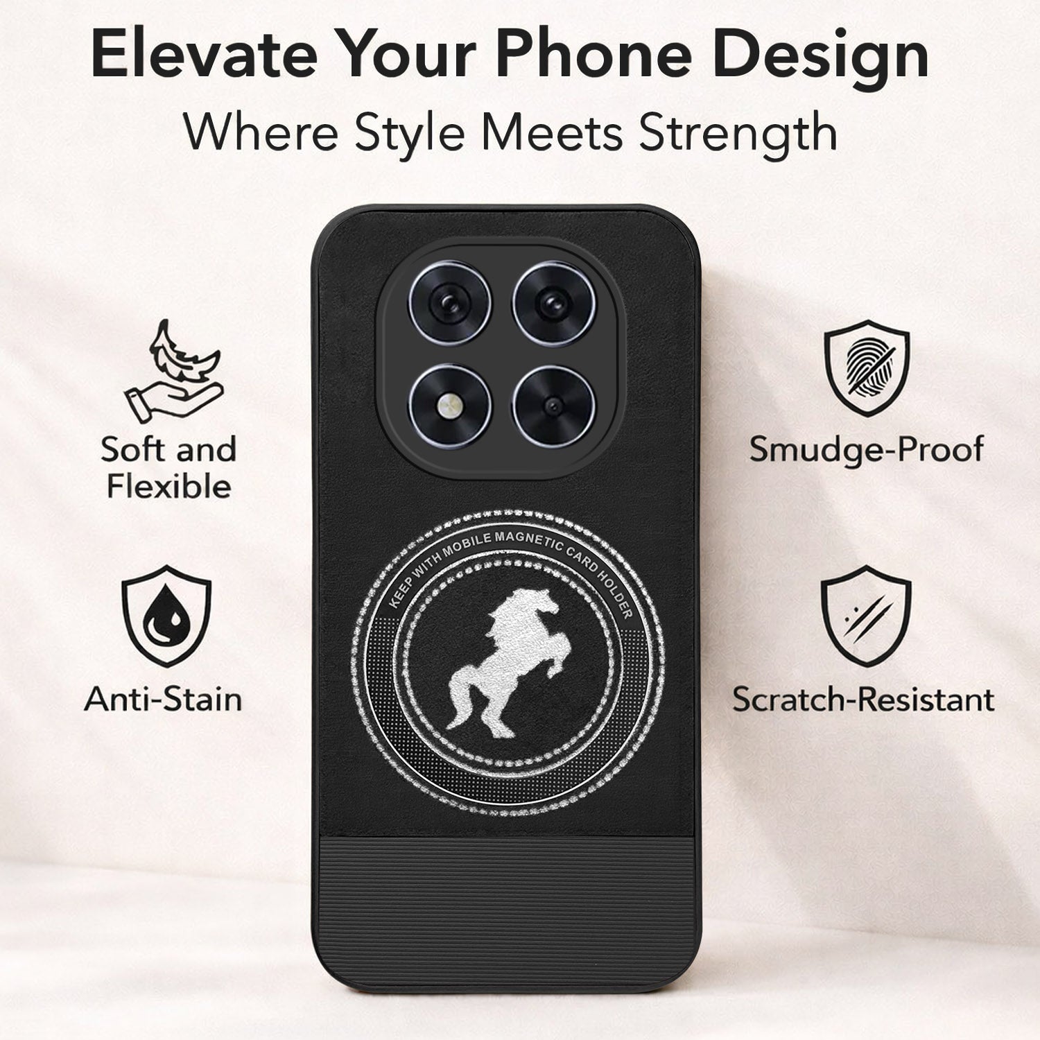 For Xiaomi Poco X7 Back Cover Case PU Leather Finish (Professional Minimalist Texture | MagSafe Compatile | Camera Protection | Sleek Sober Formal)