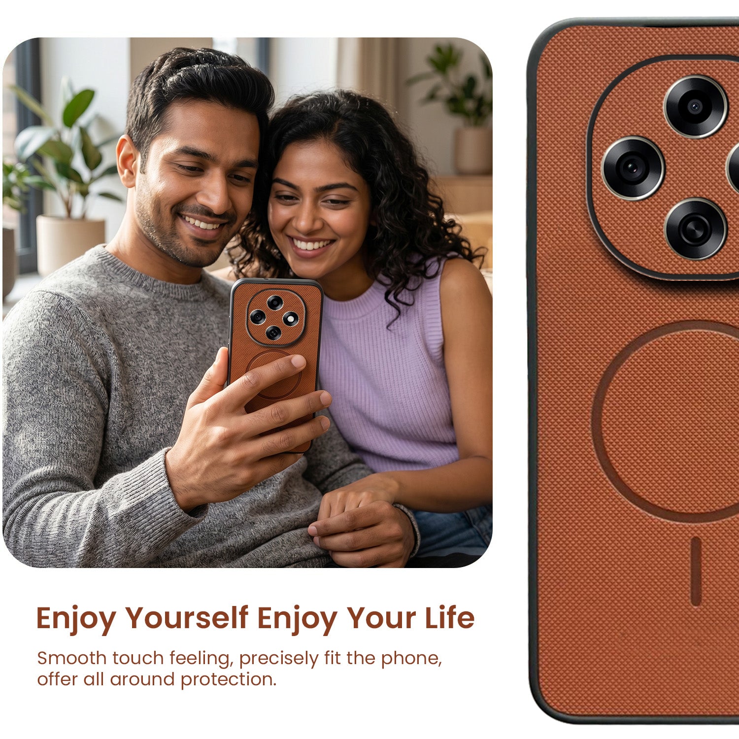 For Oppo F31 Pro Back Cover Case PU Leather (Texture Grip Design | Professional Minimalist | Camera Protection | Soft and Flexible)