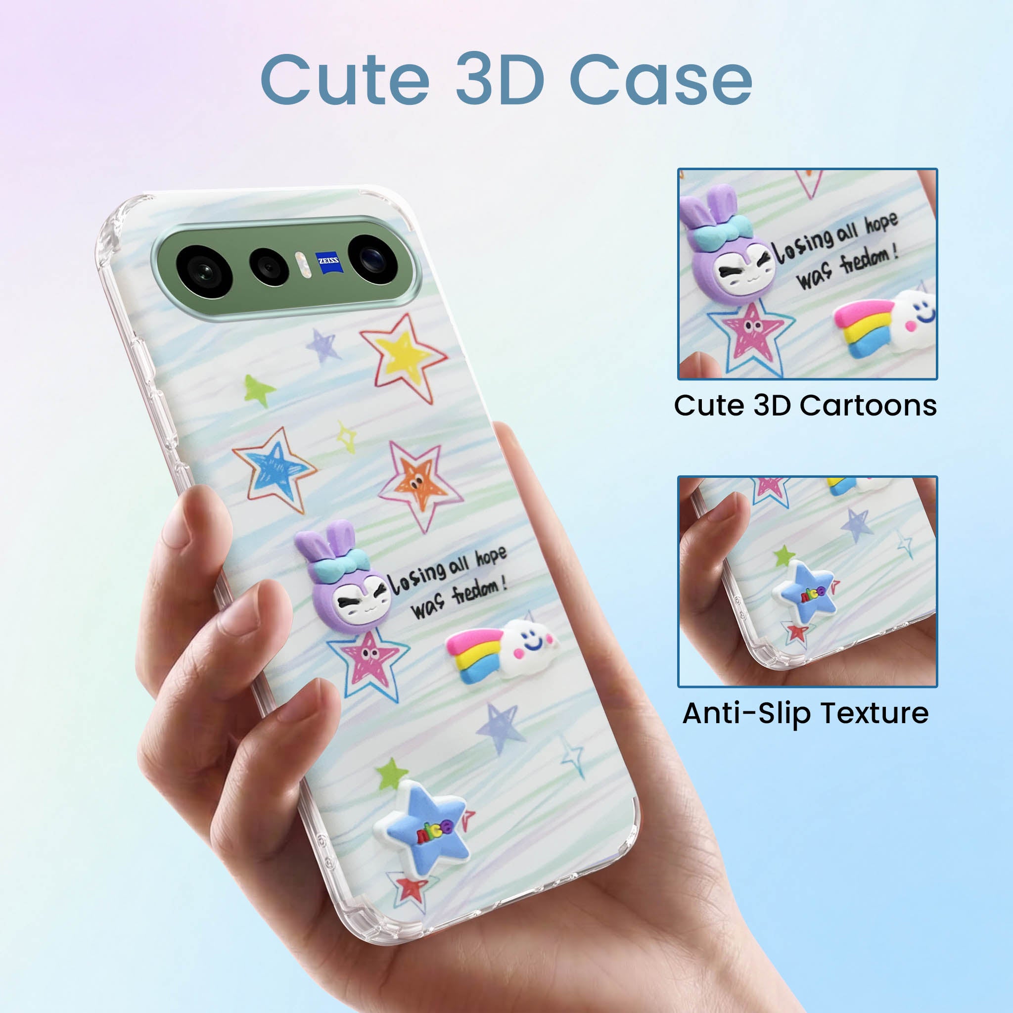 For Vivo X300 FE Back Cover Case (3D Cute Cartoons | Hard Back Side Soft | Matte Premium Finish | HD Printing)