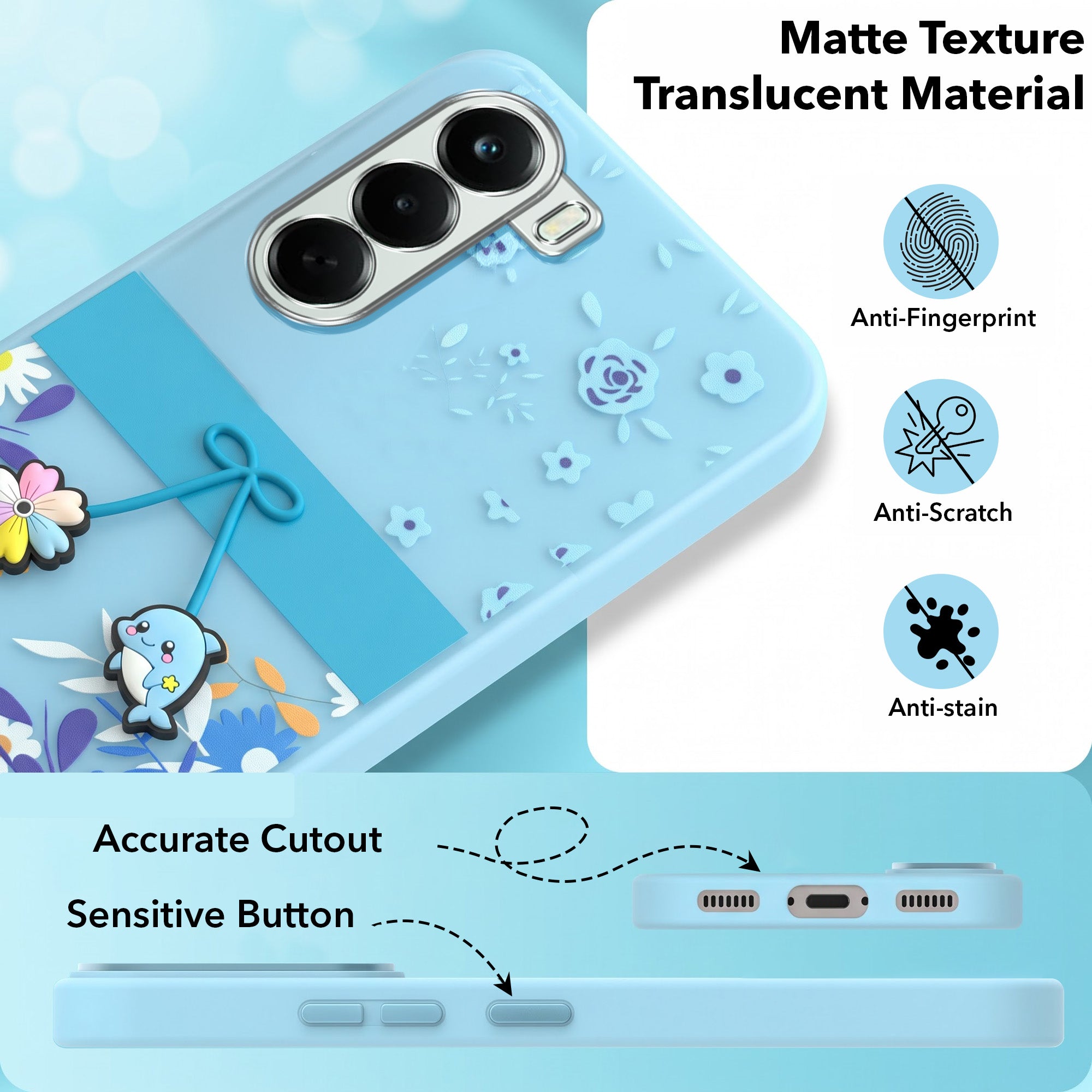 For OnePlus Nord CE 6 Lite Back Cover Case (3D Cute Cartoons | Hard Back Side Soft | Matte Premium Finish | HD Printing)