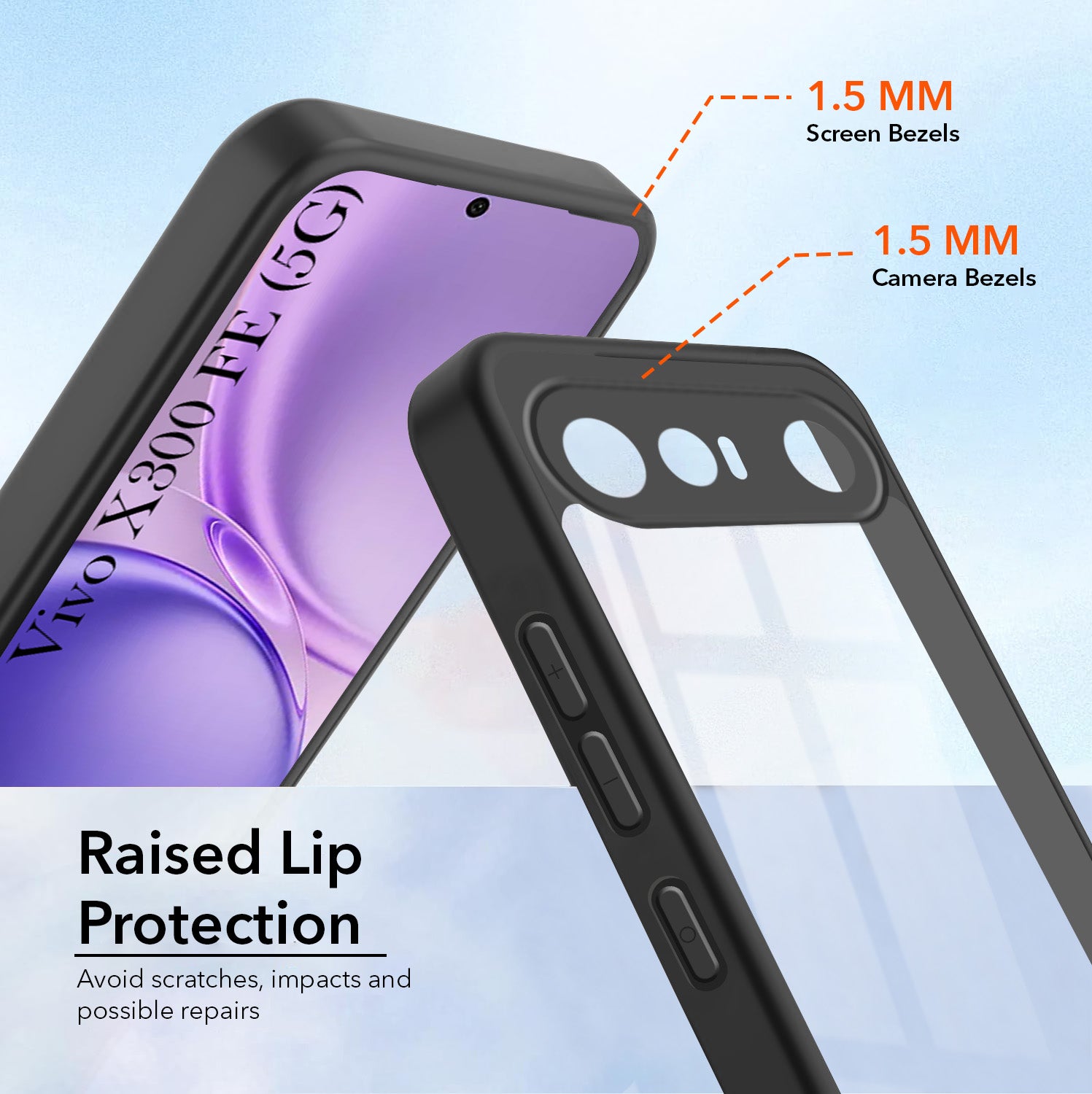 For Vivo X300 FE Combo with Back Cover and 9H Tempered Glass (Lifetime Anti-Yellow | Crystal Clear Shockproof | Oleophobic Coating Screen Glass)