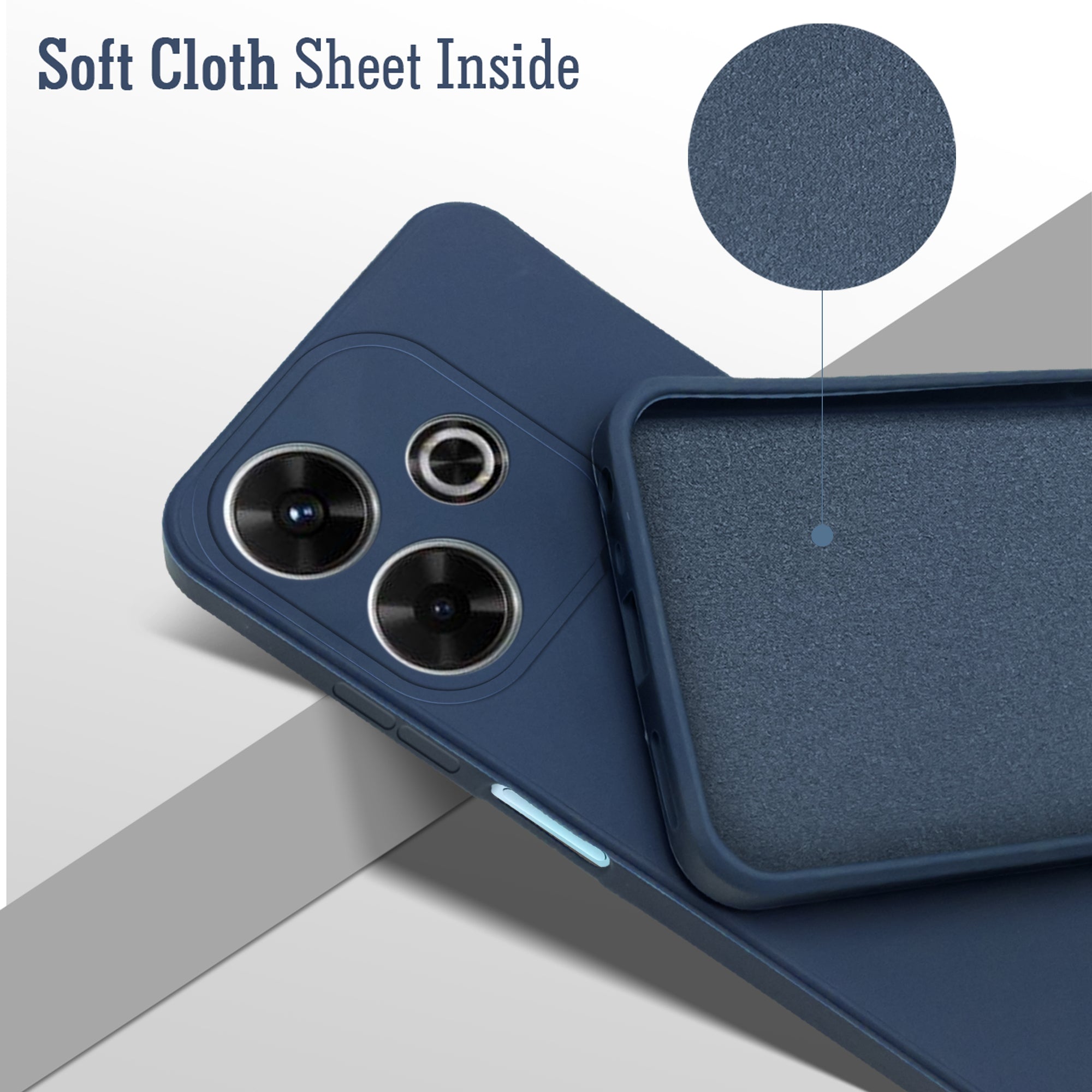 For Poco M6 Plus 5G Back Cover Case ( Matte Finish Silicone with Inside Fiber cloth)