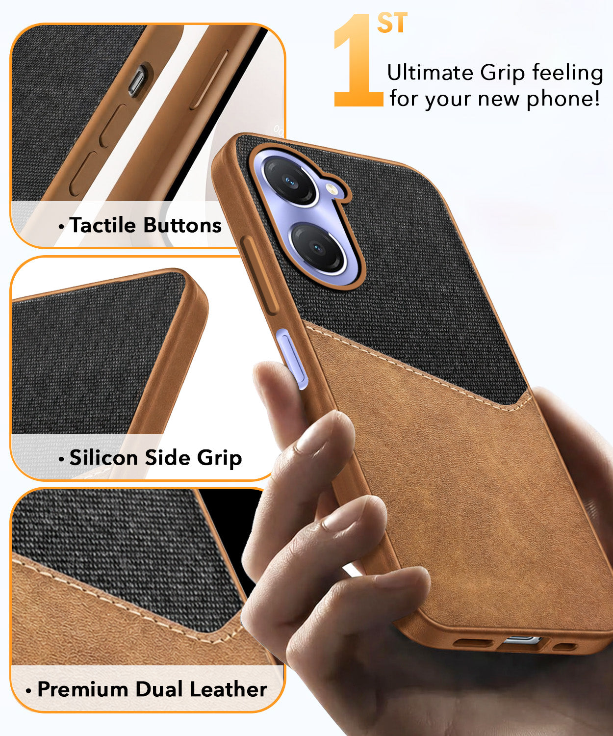 For Vivo T3 Lite 5G | Vivo Y28s 5G Back Cover Case (Dual PU Leather Stitch | Professional Minimalist | Soft and Flexible)