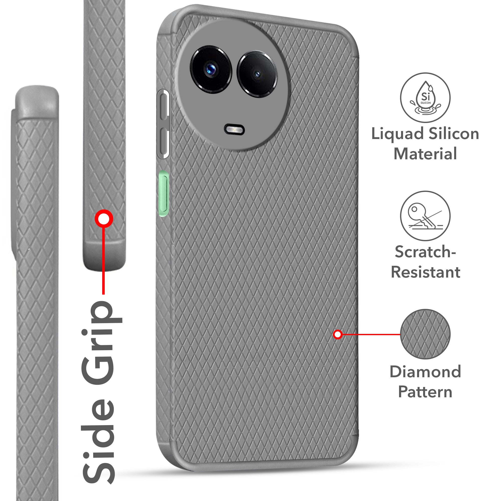 For Realme C67 Back Cover Case (Liquid Silicone | Side Grip | Camera Protection)