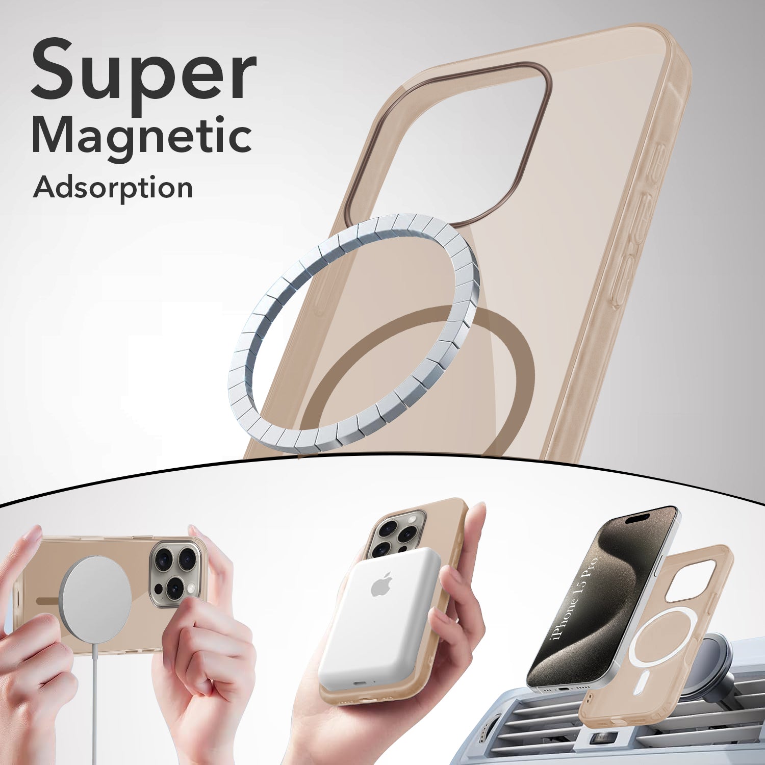 For Apple iPhone 15 Pro Back Case Cover Lifetime Anti-Yellow MagSafe Compatible Clear (Sleek Hard Crystal | Camera Protection and Shockproof)