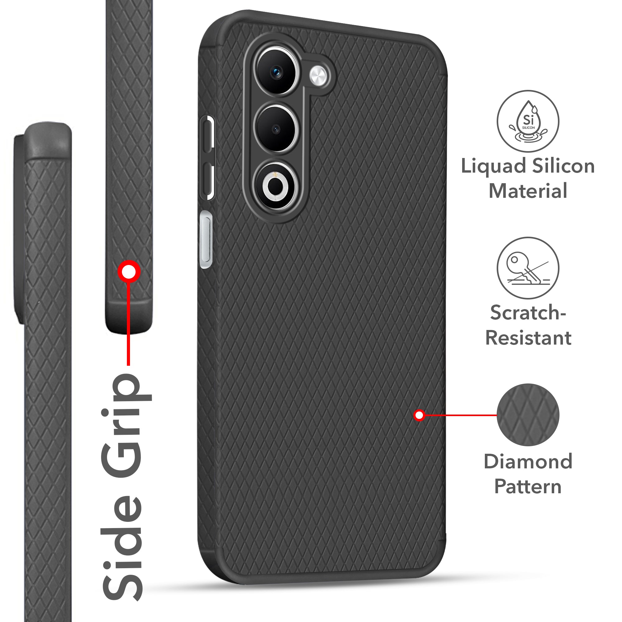 For Oppo A5 5G Back Cover Case (Liquid Silicone | Side Grip | Camera Protection)