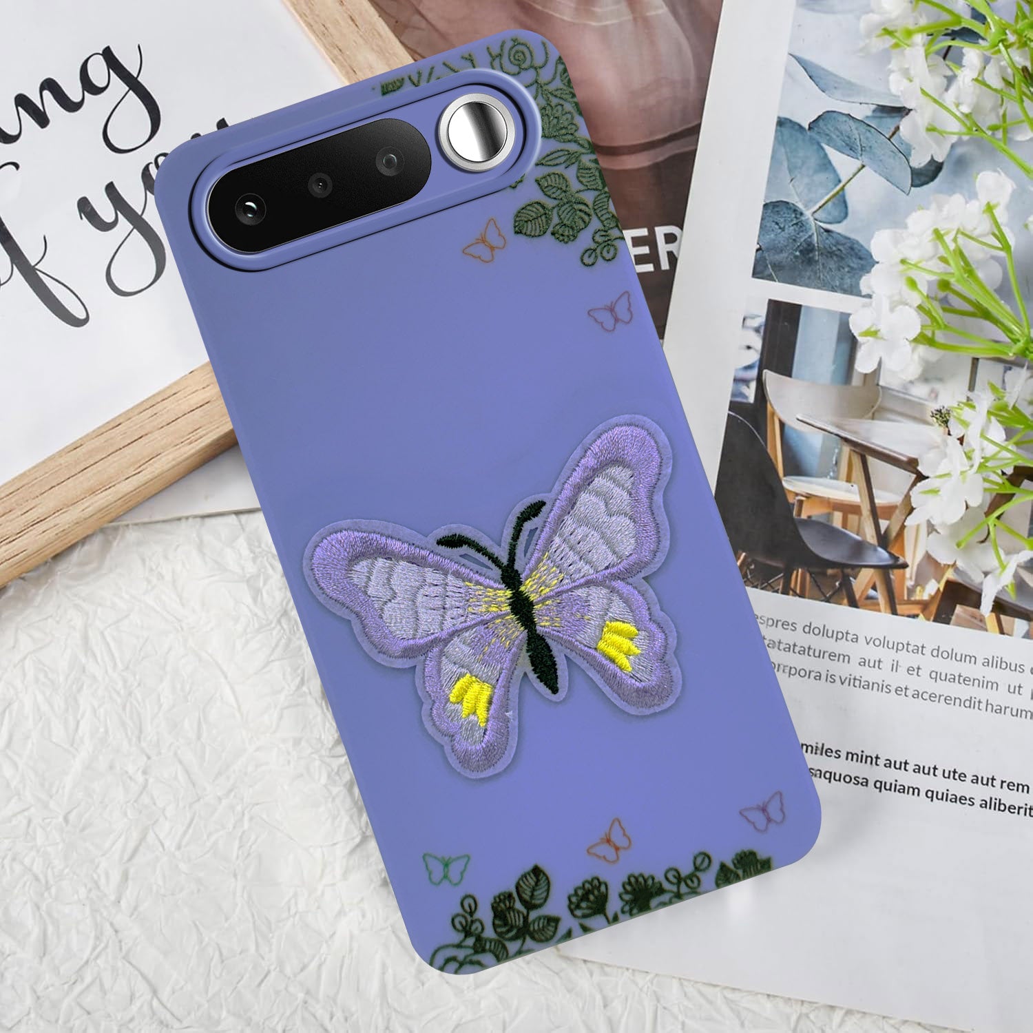 For Realme 16 Back Cover Case (Soft Butterfly Embroidery | Women Teen Girls | Camera Protection| Matte Silicone)