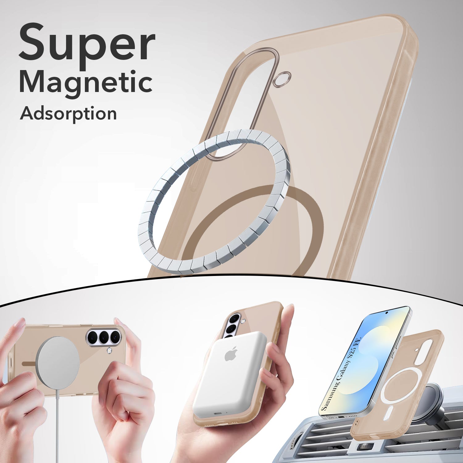 For Samsung Galaxy S25 FE Back Cover Case Lifetime Anti-Yellow MagSafe Compatible Clear (Sleek Hard Crystal | Shockproof and Camera Protection)