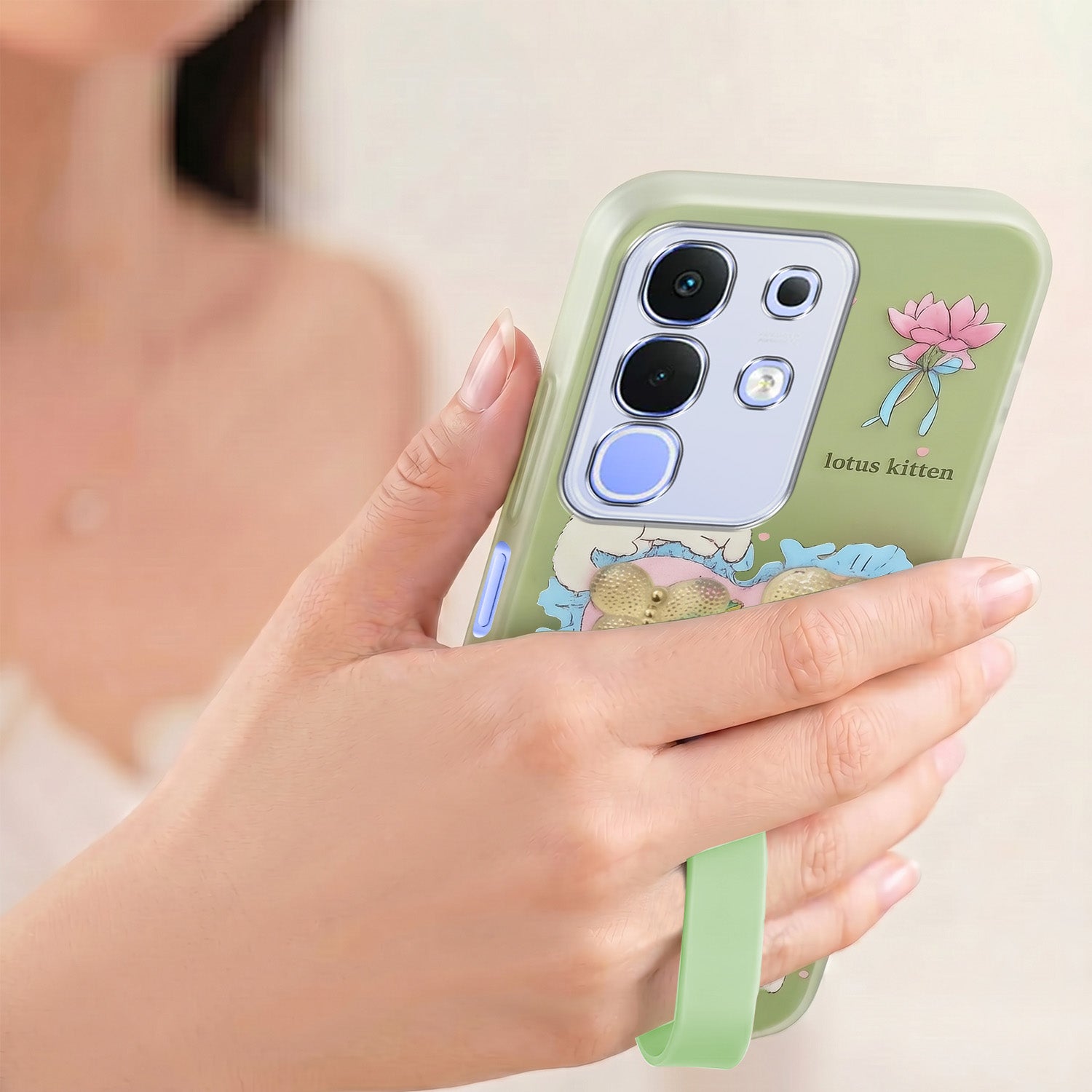 For Vivo iQOO Z10x Back Cover Case (3D Cute Heart Strap Holder | Camera Protection | Designer Girls Print)