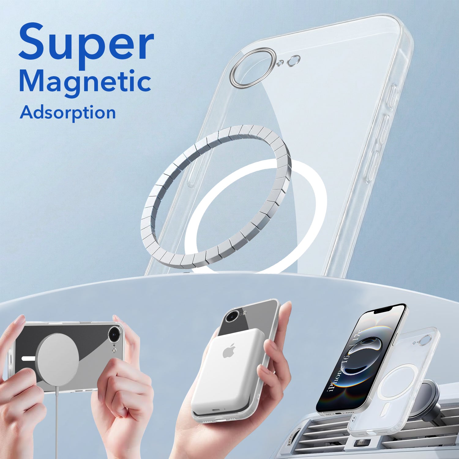 For Apple iPhone 16e | iPhone 17e Back Cover Shockproof Crystal-Clear (MagSafe Wireless Support | Drop & Camera Protection | Hard Polycarbonate)