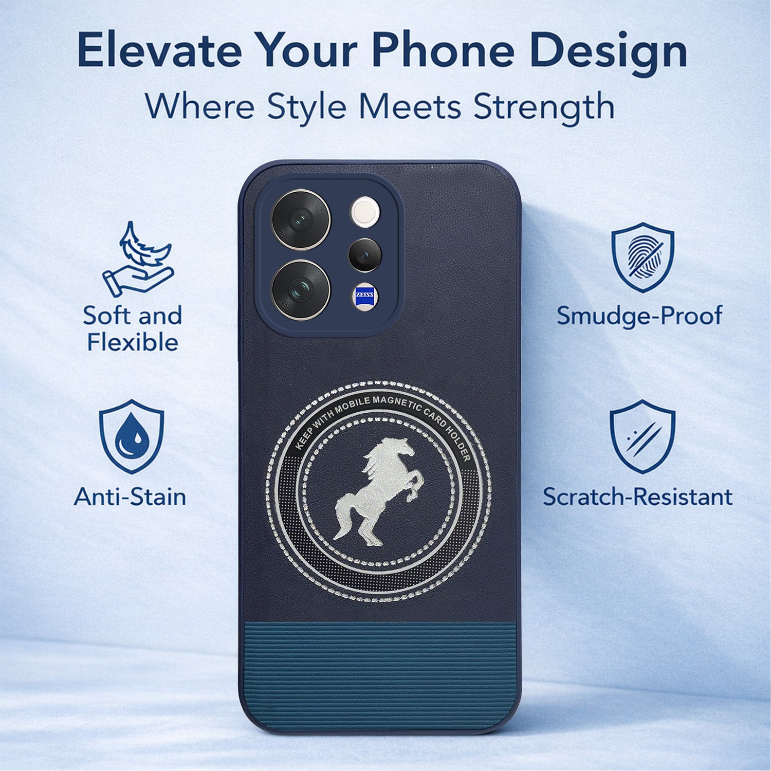 For Vivo V70 | Vivo V70 Elite 5G Back Cover Case PU Leather Finish (Professional Minimalist Texture | MagSafe Compatile | Camera Protection | Sleek Sober Formal)