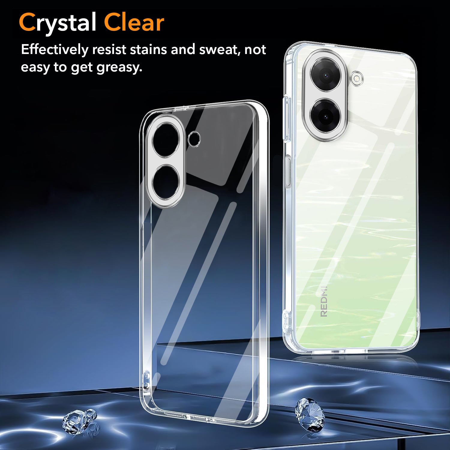 For Redmi A5 4G Back Cover Case (Hybrid Crystal panel with Side Soft PU | Camera Protection | HD Clear Shockproof)