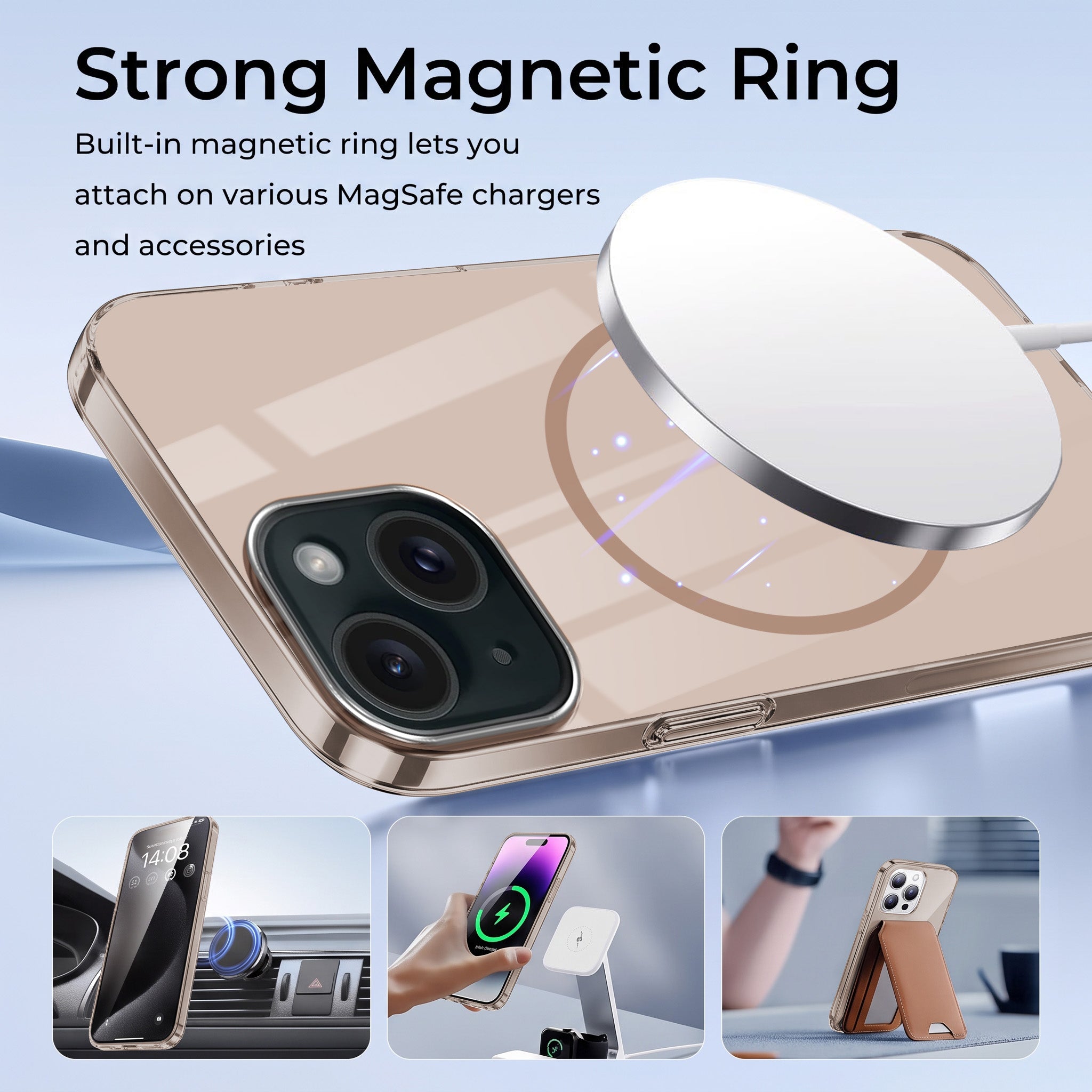 For Apple iPhone 15 Back Case Cover Crystal Anti Yellow (Unbreakable PC | MagSafe Wireless Charging Support |Camera Protection Bump)
