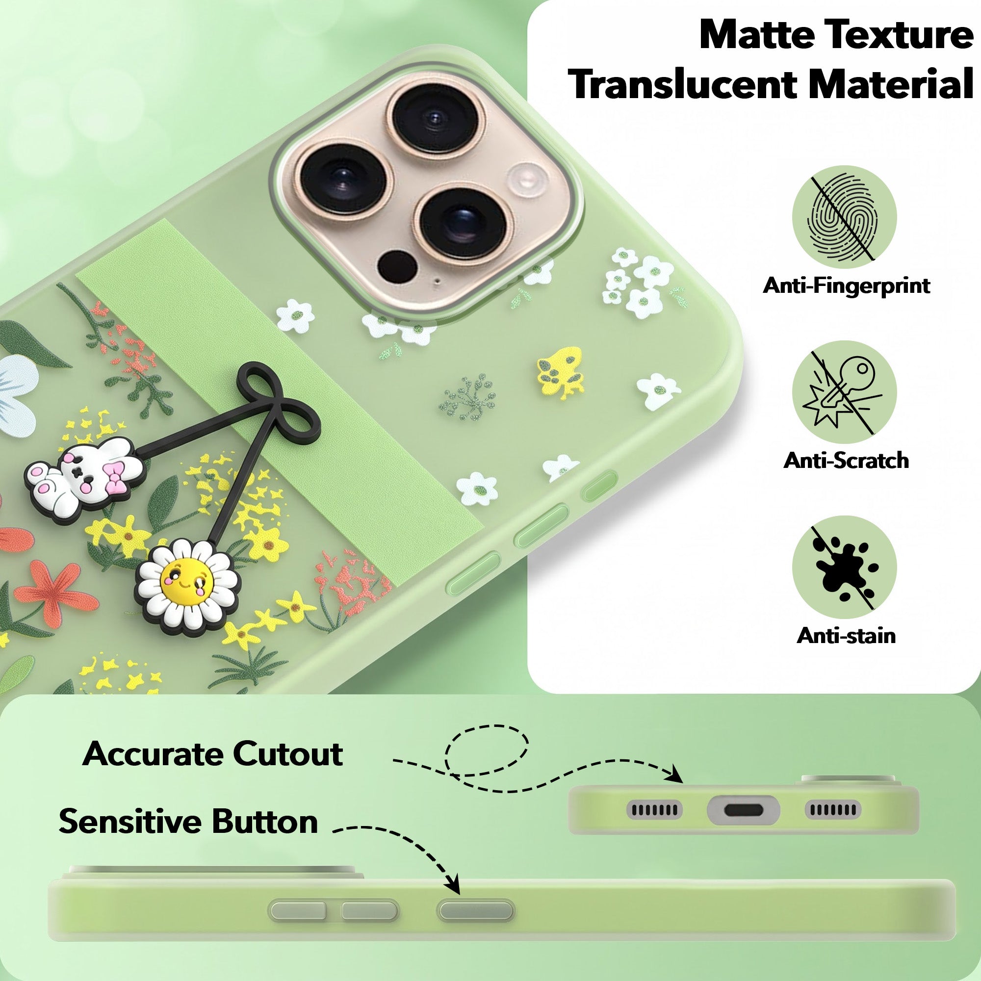 For iPhone 16 Pro Max Back Cover Case (3D Cute Cartoons | Hard Back Side Soft | Matte Premium Finish | HD Printing)