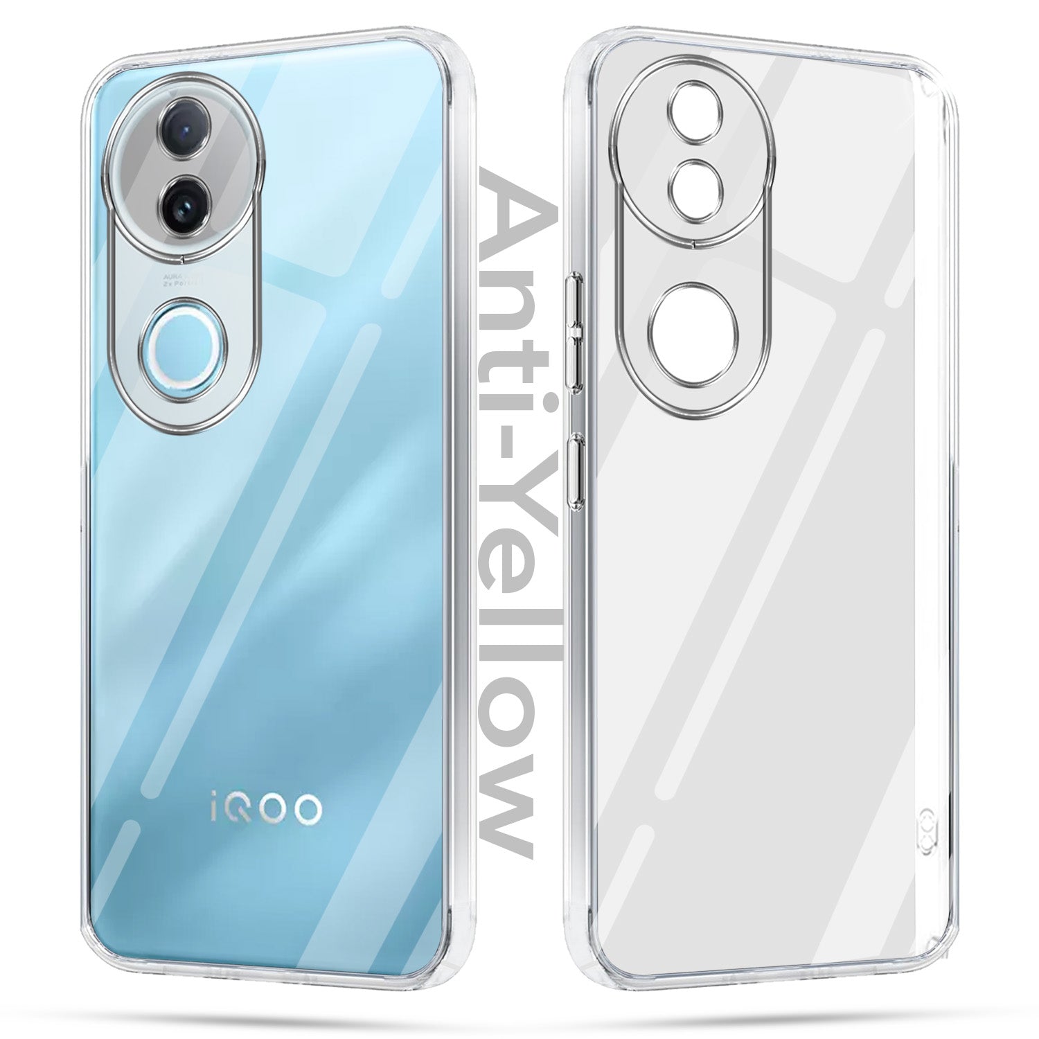 For Vivo iQOO Z10R Combo with Back Cover and 9H Tempered Glass (Lifetime Anti-Yellow | Sleek Hard Crystal | Oleophobic Coating Screen Glass)