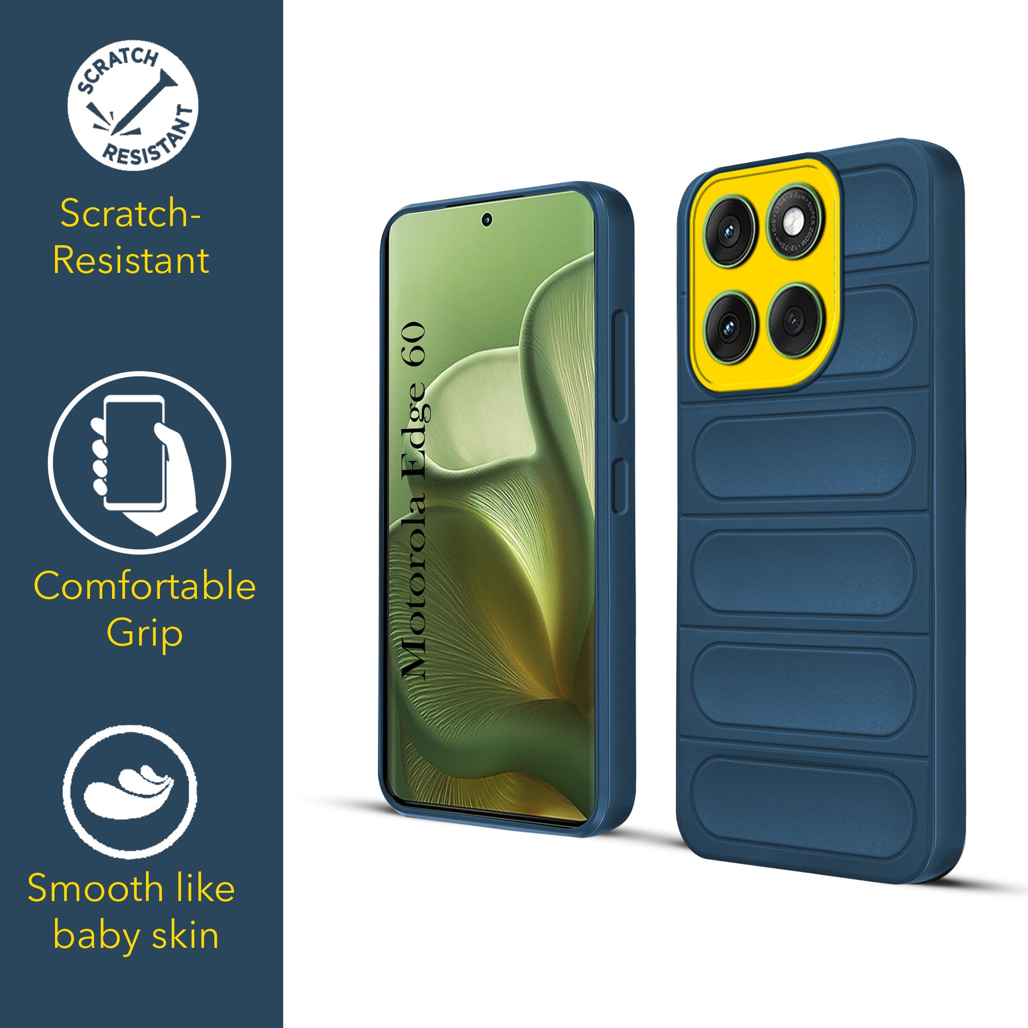 For Motorola Moto Edge 60 Back Case Cover (Matte Liquid Silicone| Professional Wave Design | Camera Protection Ring | Shockproof Anti Slip Grip)