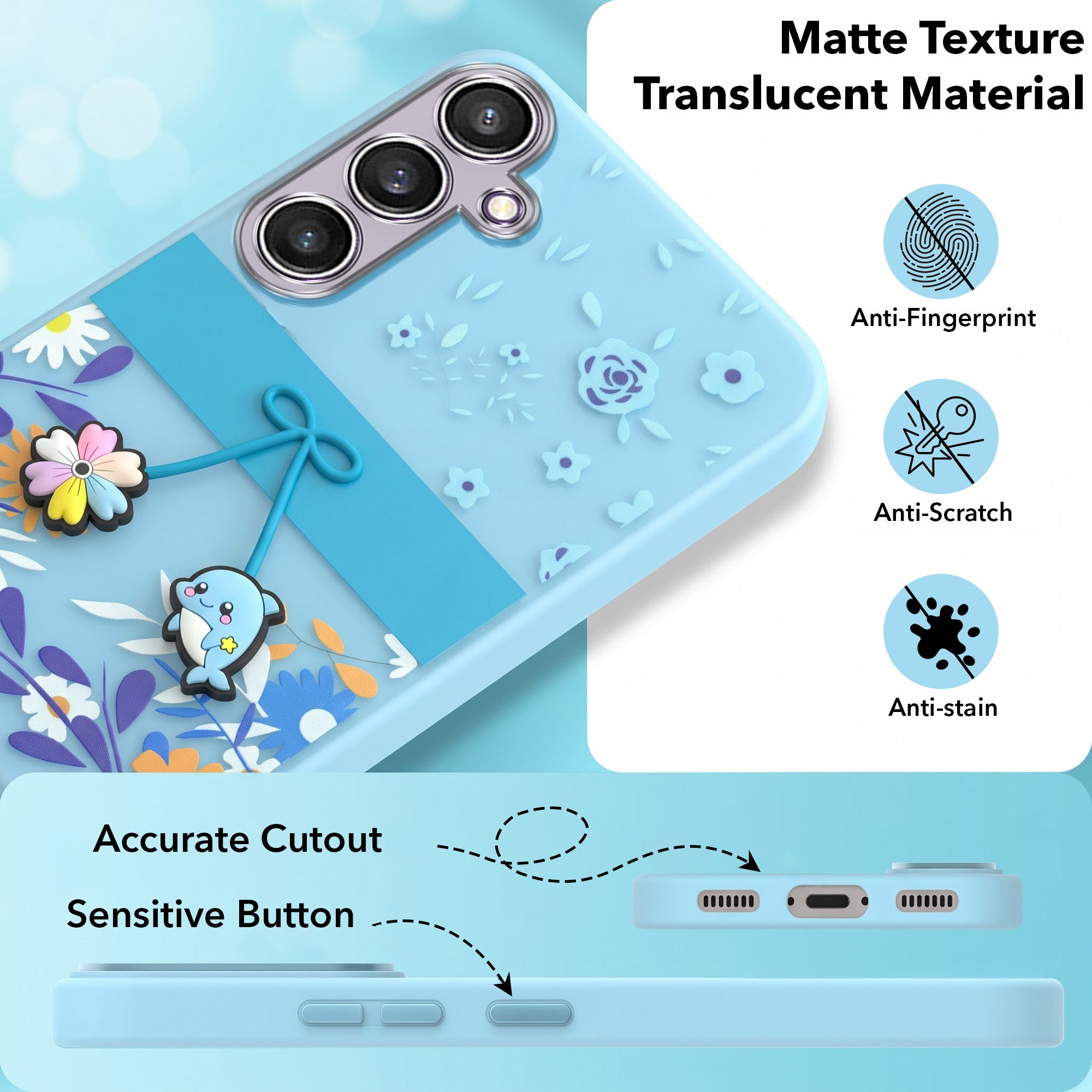 For Samsung Galaxy S23 FE 5G Back Cover Case (3D Cute Cartoons | Hard Back Side Soft | Matte Premium Finish | HD Printing)
