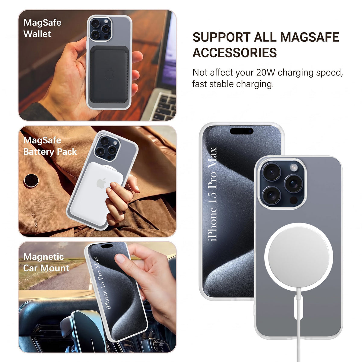 For Apple iPhone 15 Pro Max Matte Finish Back Case Cover (MagSafe Compatible | Translucent Soft Touch | Slim and Unbreakable)