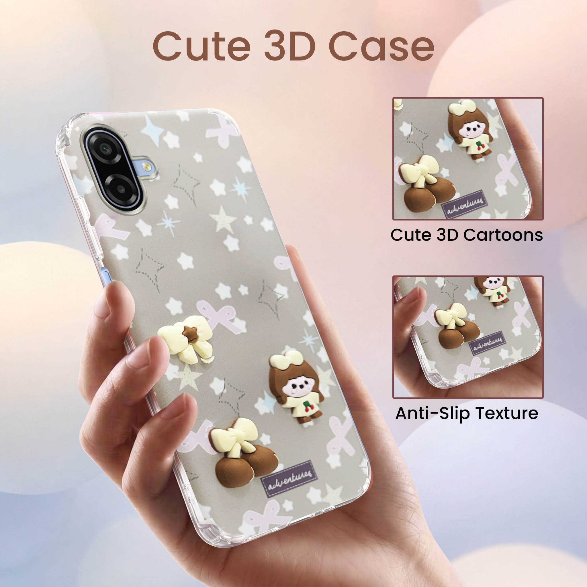 For Samsung Galaxy A07 5G | F70e 5G Back Cover Case (3D Cute Cartoons | Hard Back Side Soft | Matte Premium Finish | HD Printing)