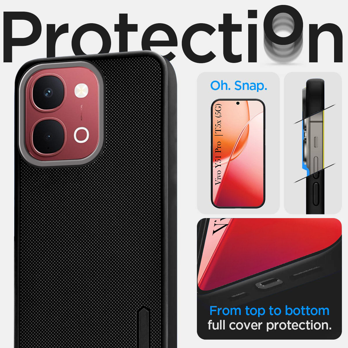 For Vivo Y51 Pro 5G | Vivo T5x Back Cover Case Rubberised (Textured Grip Design | Micro-Fiber Cloth Inside | Slim and Light Weight | Soft Touch and Feel)