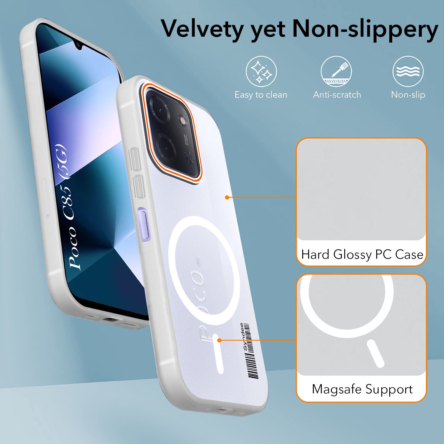 For Poco C85 5G Back Cover Case (Soft Touch | Camera Bump Protection | MagSafe Compatible | Matte Finish)