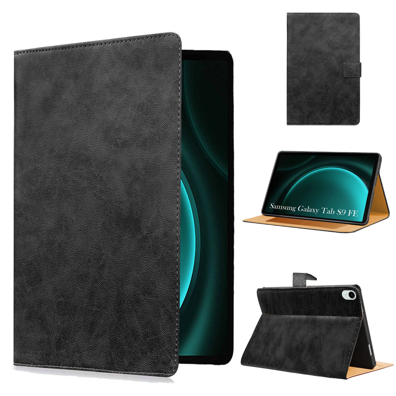For Samsung Galaxy Tab S9 FE X510 Flip Cover Folio Cover (PU Leather | Multi-Angle Smart Stand | Card Storage Slots | Silicone Back Pouch)