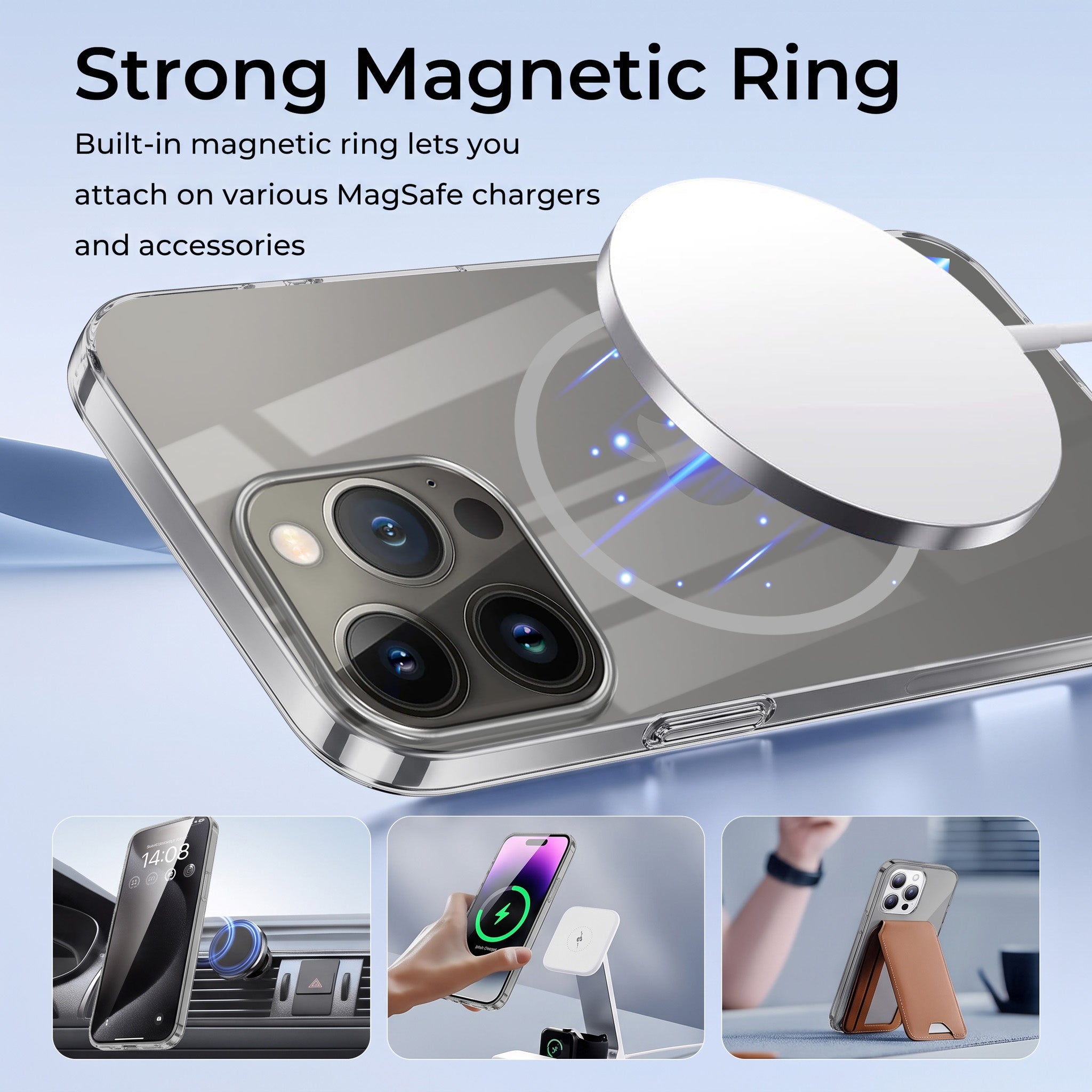 For Apple iPhone 13 Pro Back Case Cover Crystal Anti Yellow (Unbreakable PC | MagSafe Wireless Charging Support |Camera Protection Bump)