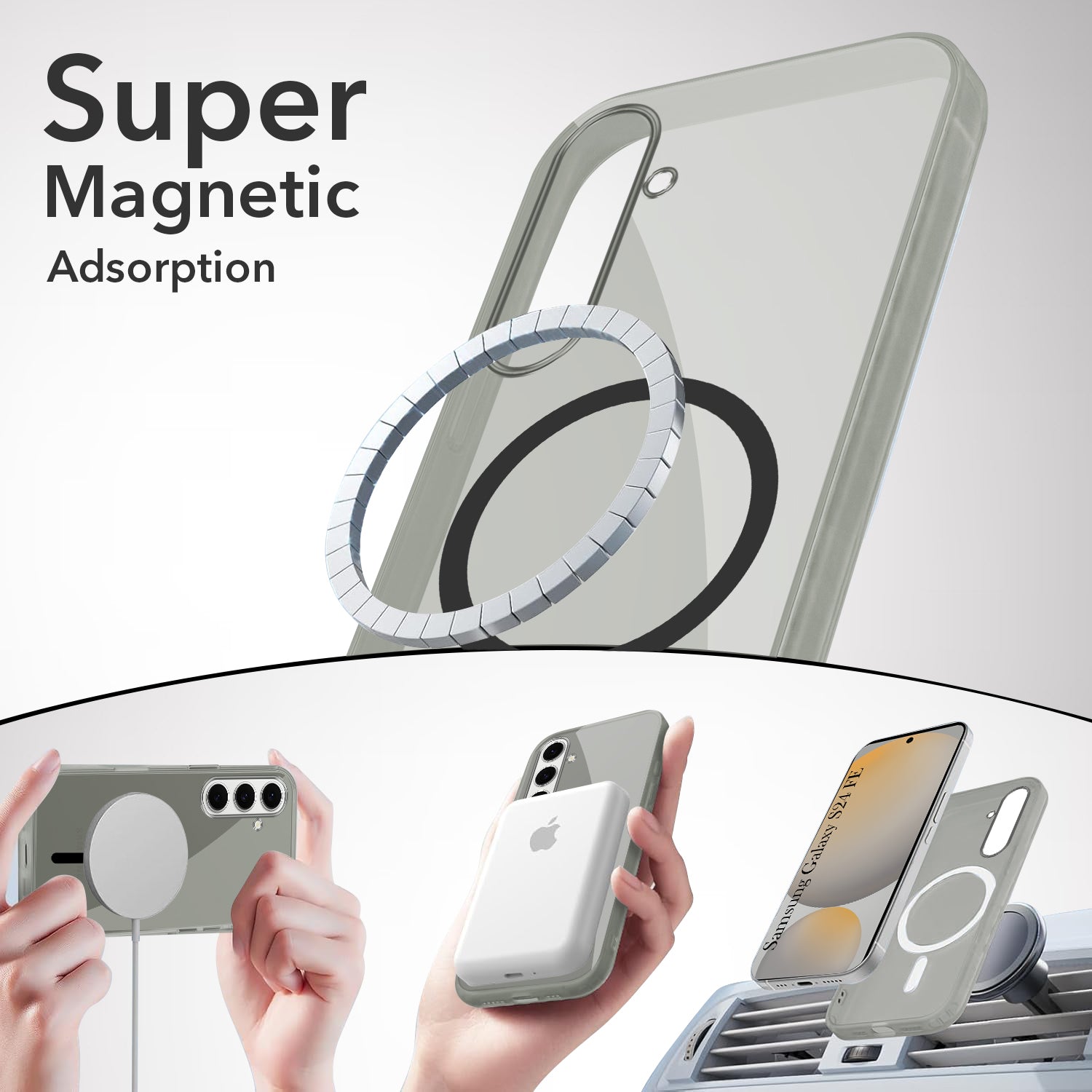 For Samsung Galaxy S24 FE Back Cover Case Lifetime Anti-Yellow MagSafe Compatible Clear (Sleek Hard Crystal | Shockproof and Camera Protection)