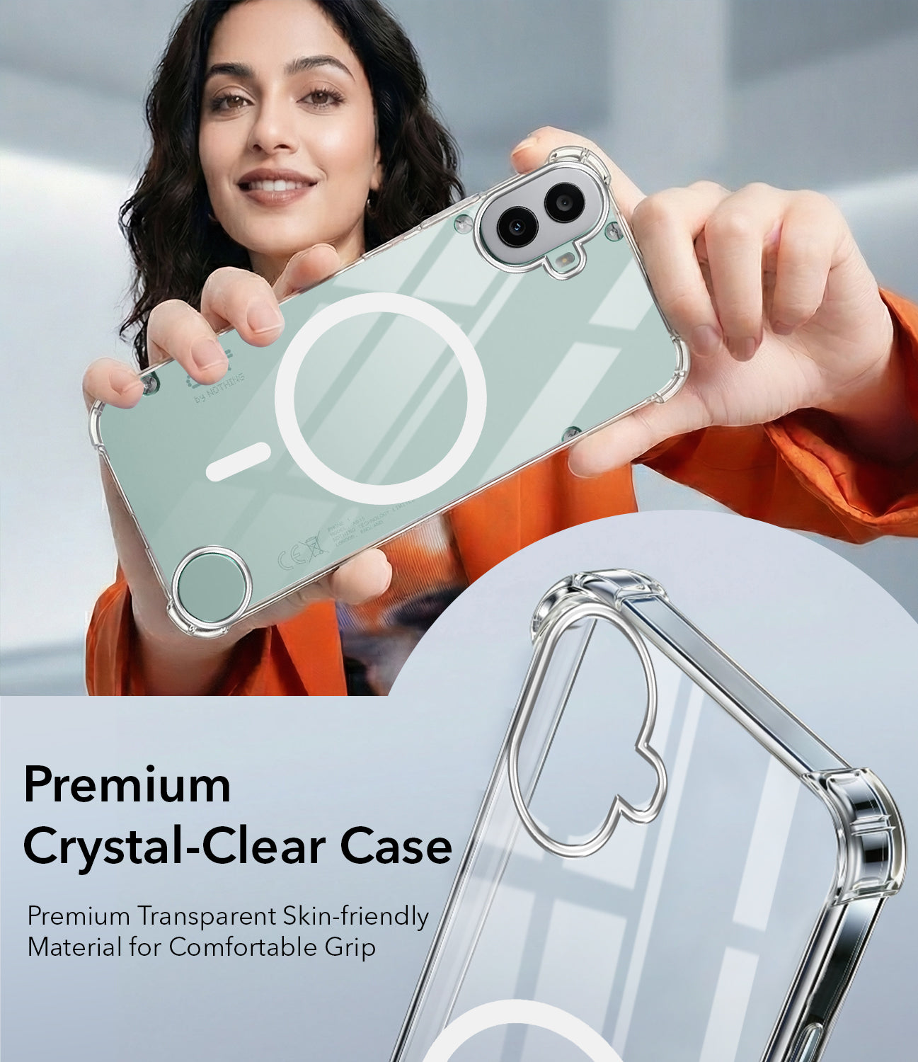For Nothing CMF Phone 1 Back Cover Shockproof Crystal-Clear (Magsafe Wireless Support | Drop & Camera Protection | Hard Polycarbonate)