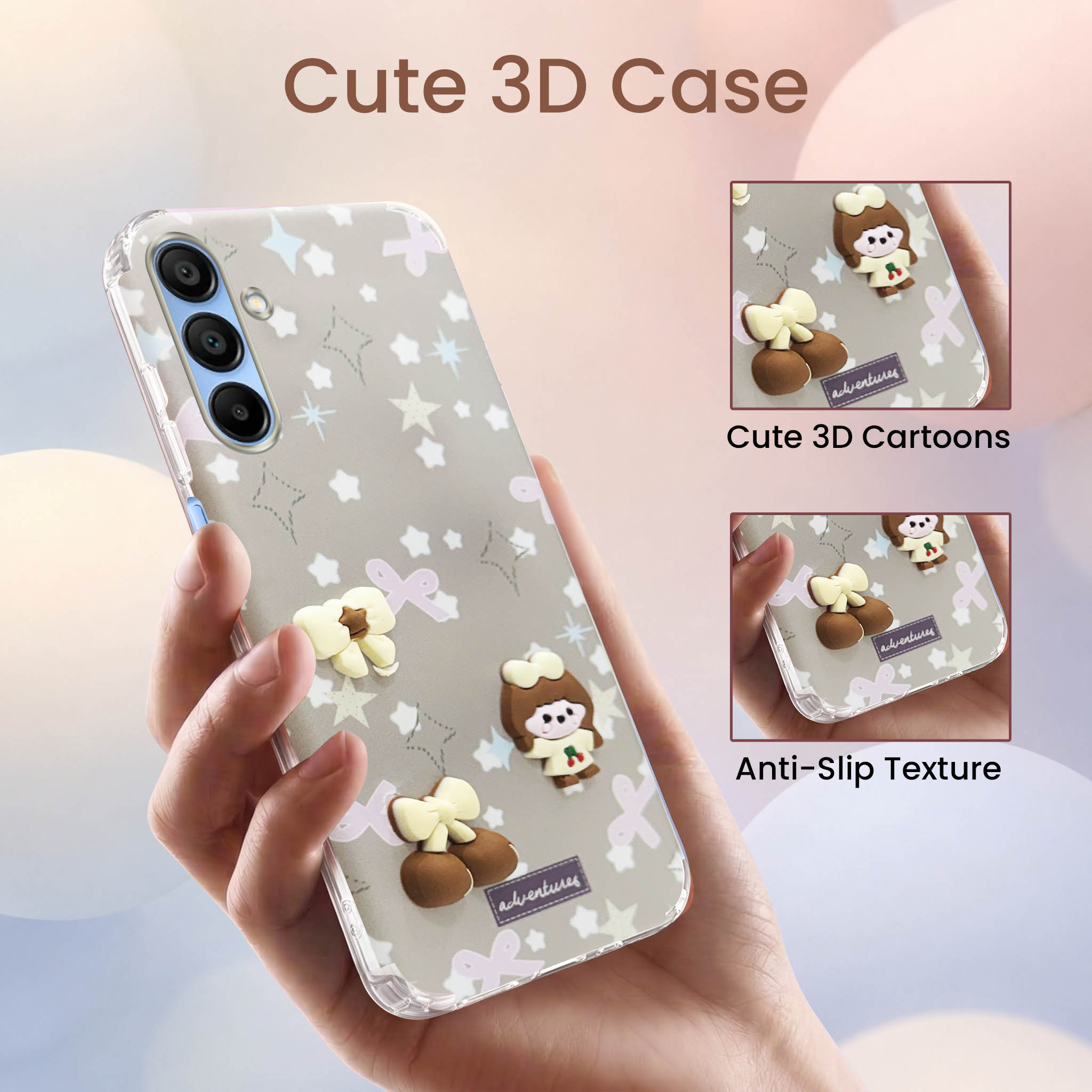 For Samsung Galaxy A15 5G Back Cover Case (3D Cute Cartoons | Hard Back Side Soft | Matte Premium Finish | HD Printing)