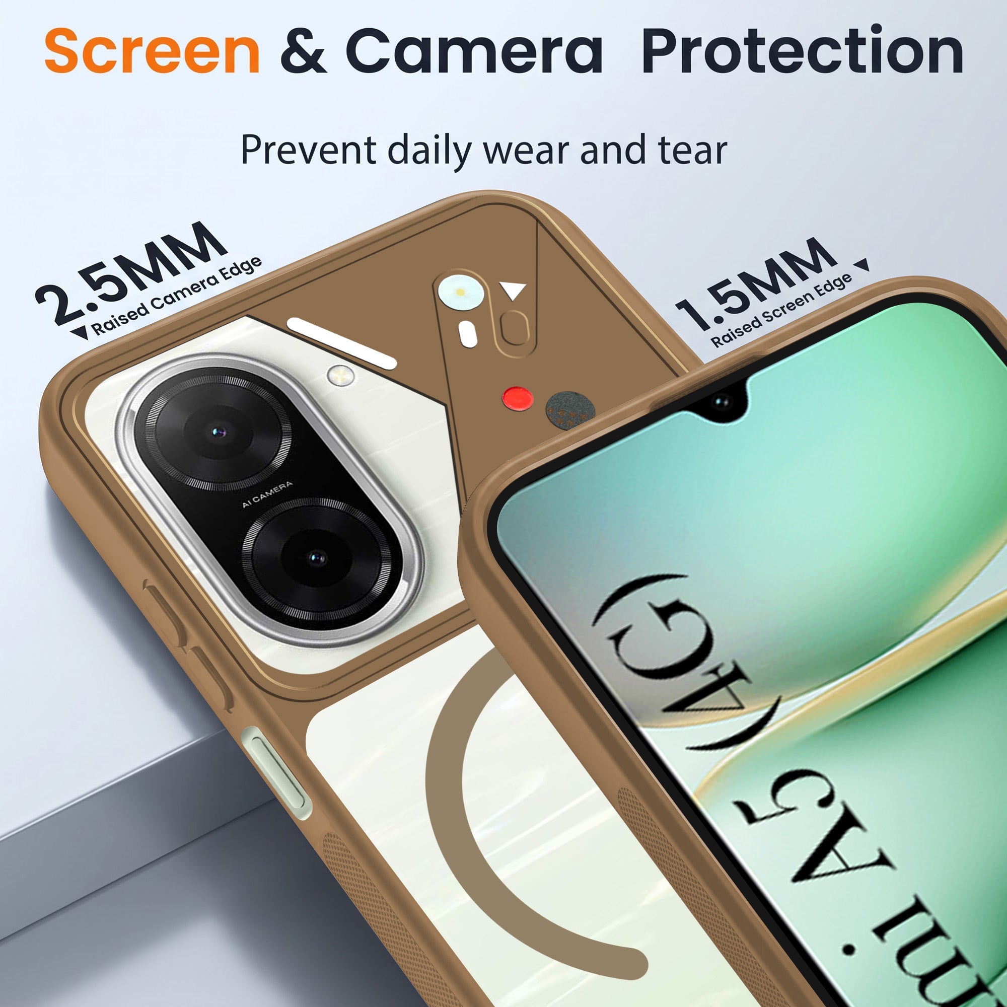 For Redmi A5 4G Back Cover Case Lifetime Anti-Yellow Clear (Camera Protection | Side Grip | Wireless MagSafe Compatible)